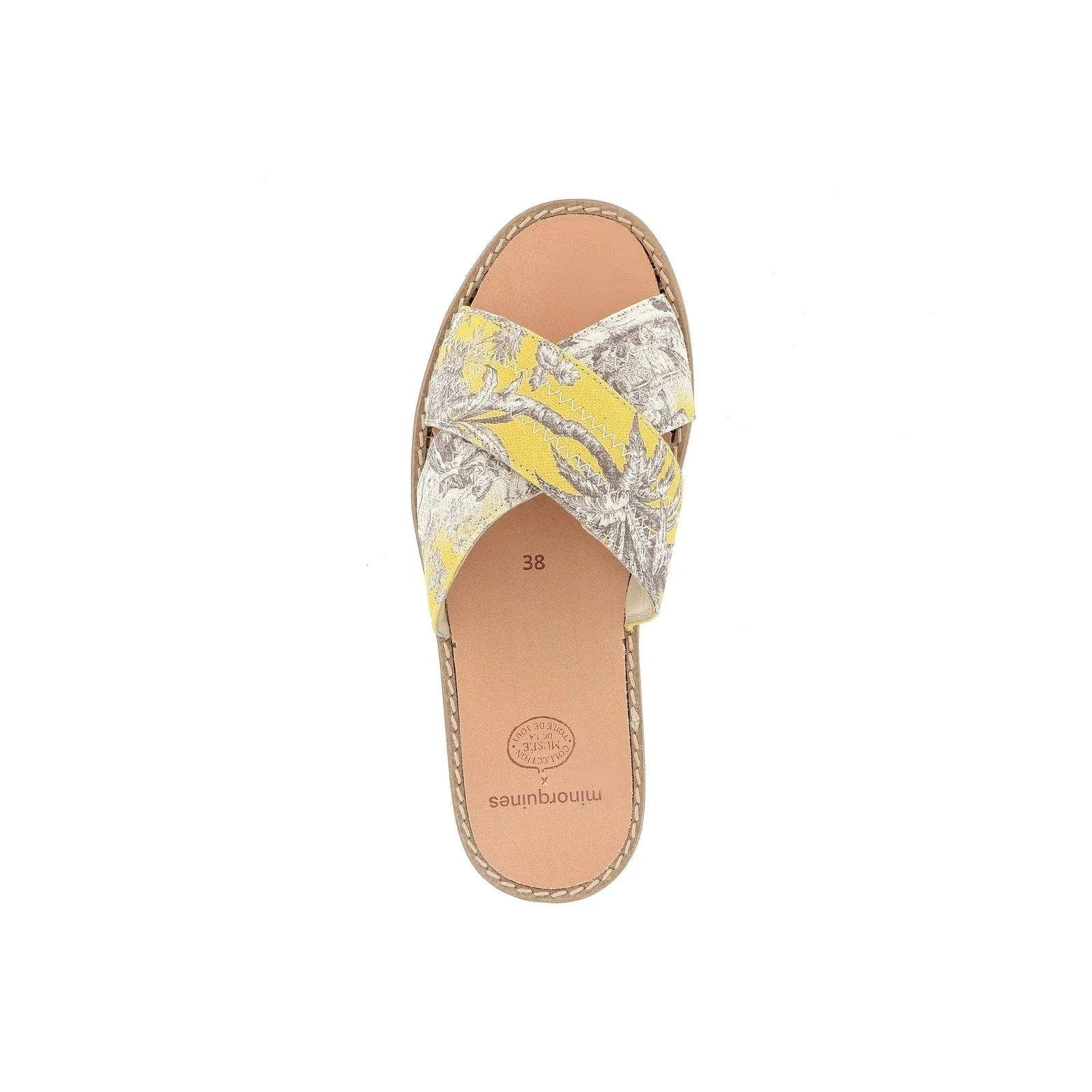 Sandales Avarca Mule Toile De Jouy Jaune - Jaune - Image 7