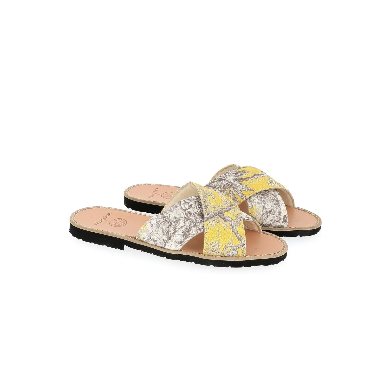 Sandales Avarca Mule Toile De Jouy Jaune - Jaune - Image 8