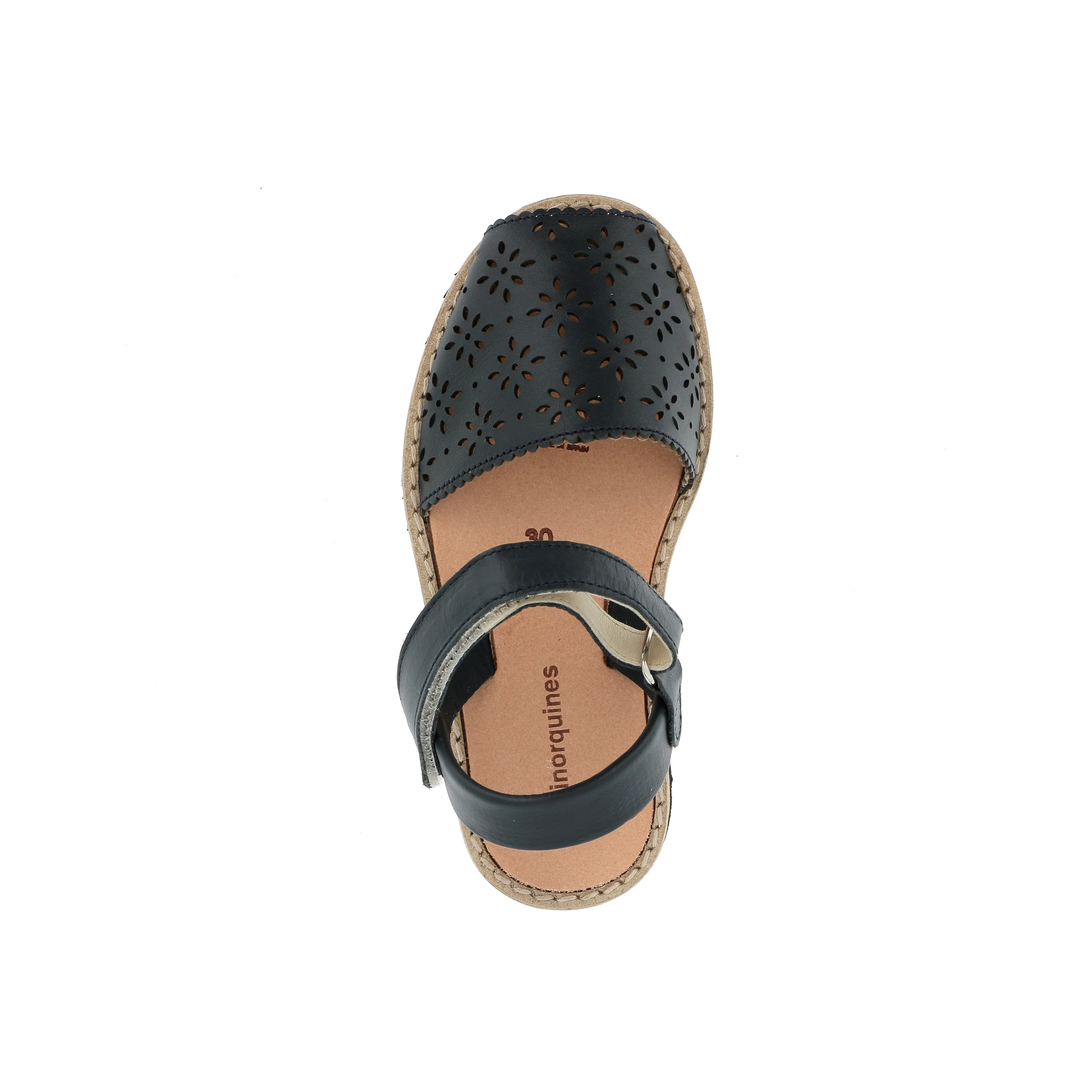 Sandales Avarca Velcro Cuir Perforé Azul - Bleu - Image 2