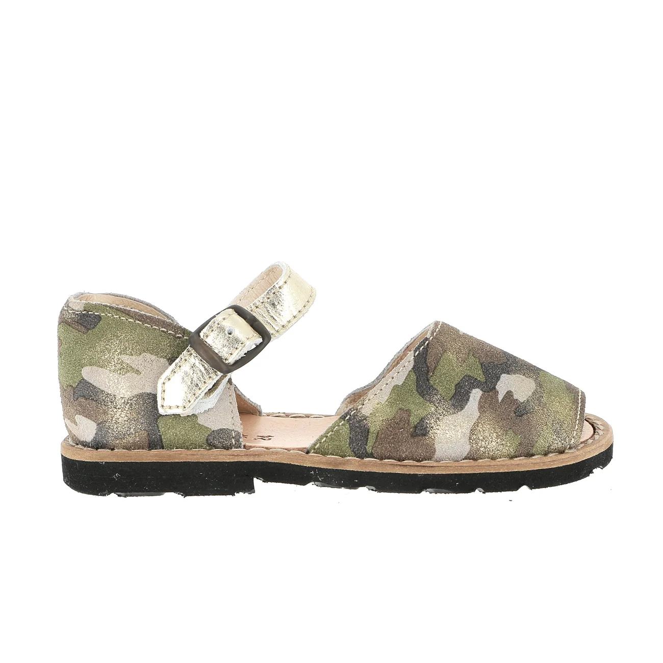 Sandales Frailera Boucle Cuir Camouflage Doré - Vert - Image 3