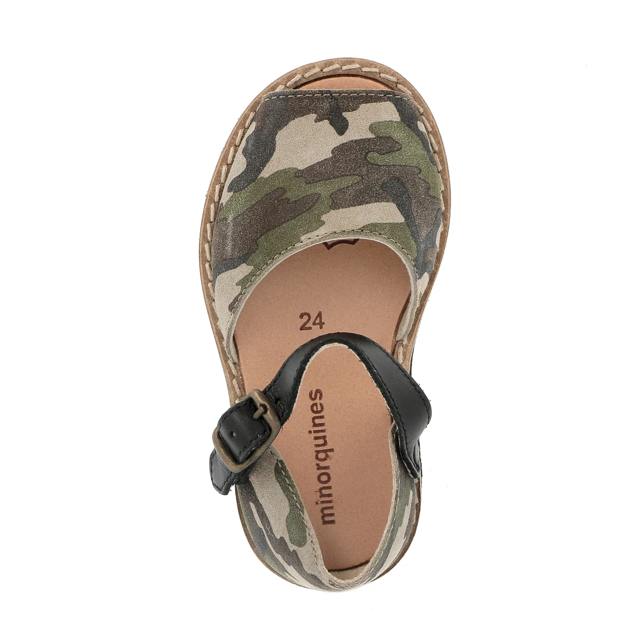 Sandales Frailera Boucle Cuir Camouflage - Vert - Image 2