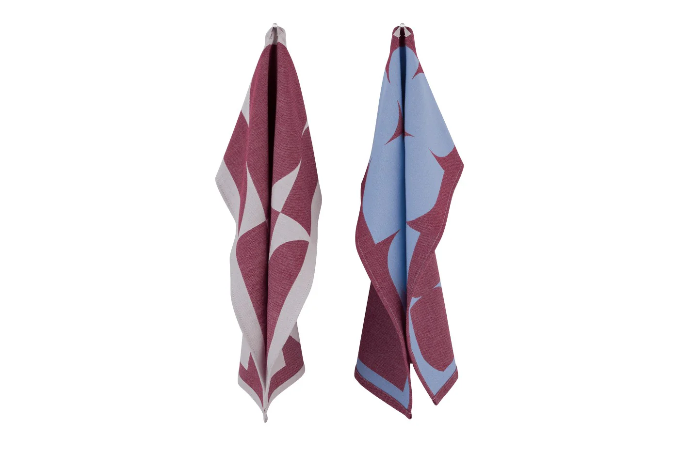 Lot De 2 Torchons Abi - Beet Red & Sky Blue - Image 3