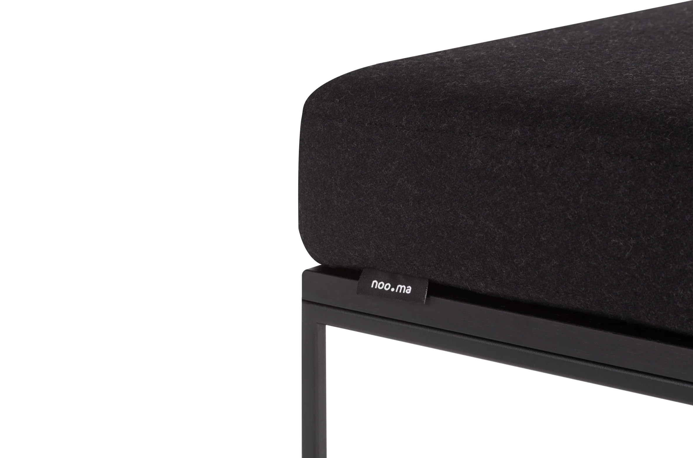 Pouf Feo - Black Oak Top / Black Tie Wool Cushion - Image 2