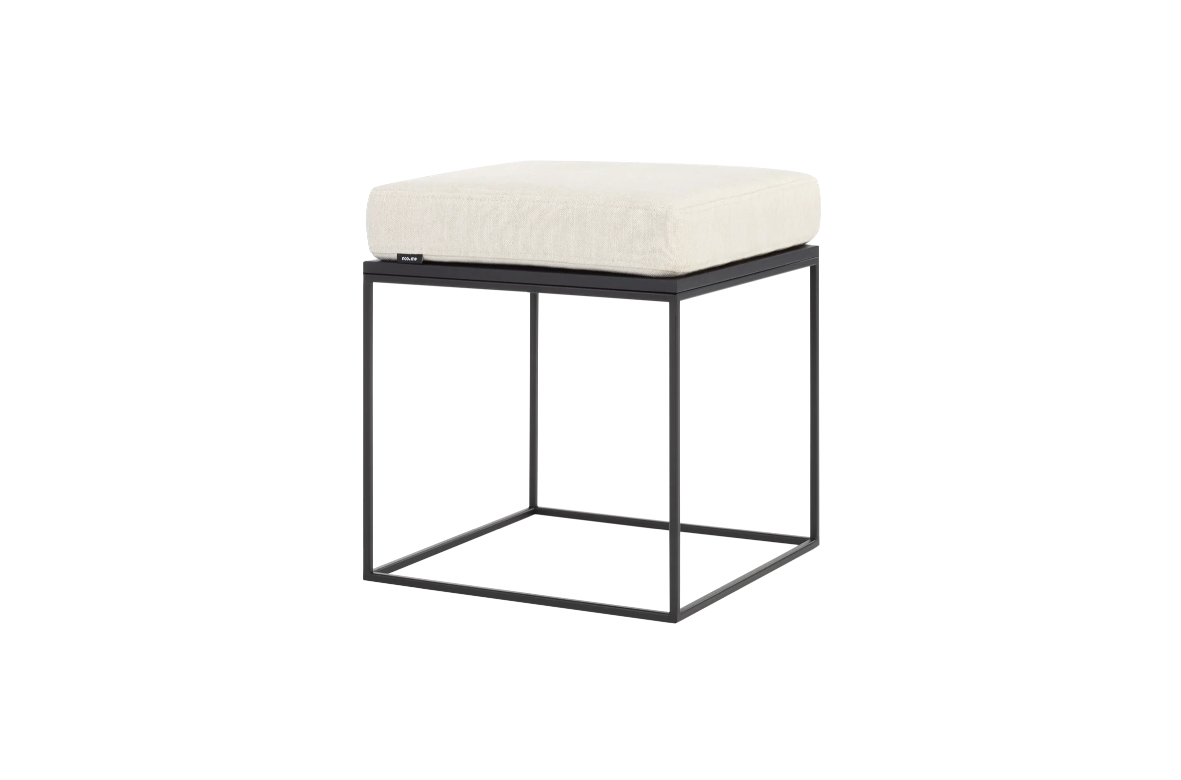 Pouf Feo - Black Oak Top / Cream Beige Cushion - Image 2