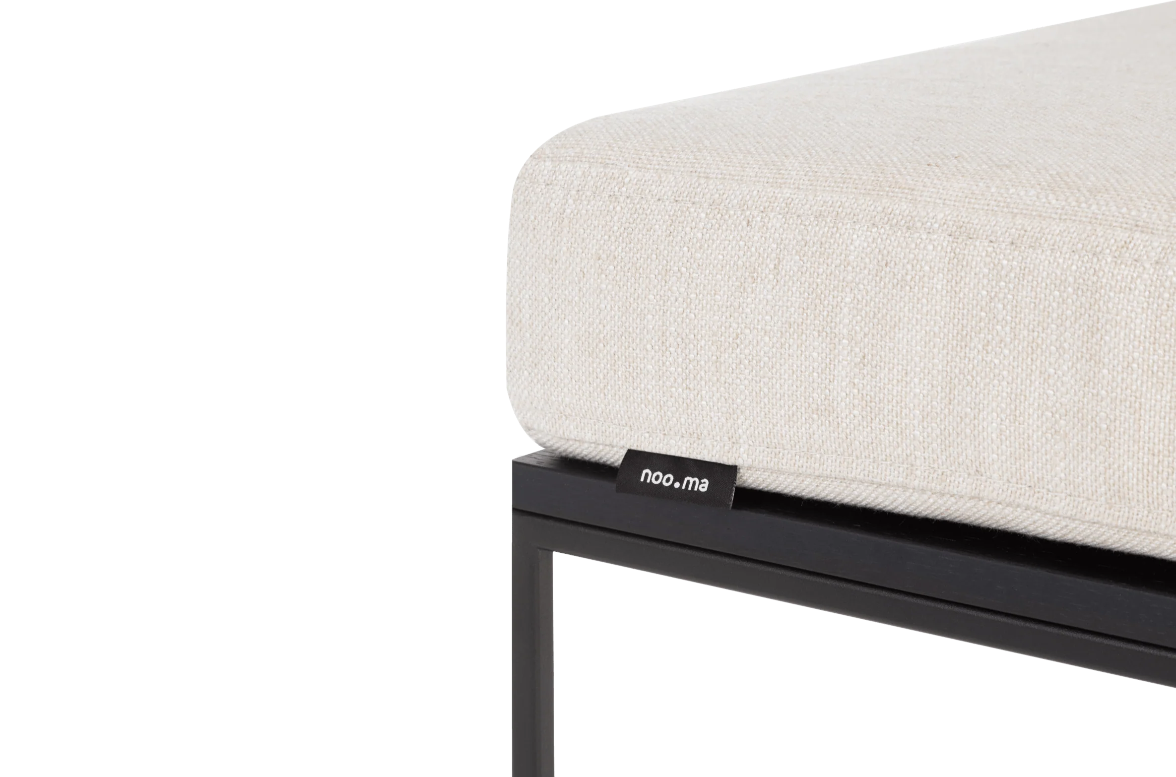 Pouf Feo - Black Oak Top / Cream Beige Cushion - Image 3