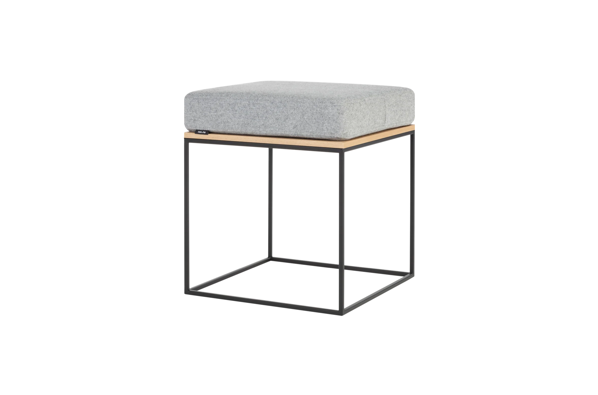 Pouf Feo - Oak Top / Universal Grey Wool Cushion - Image 2