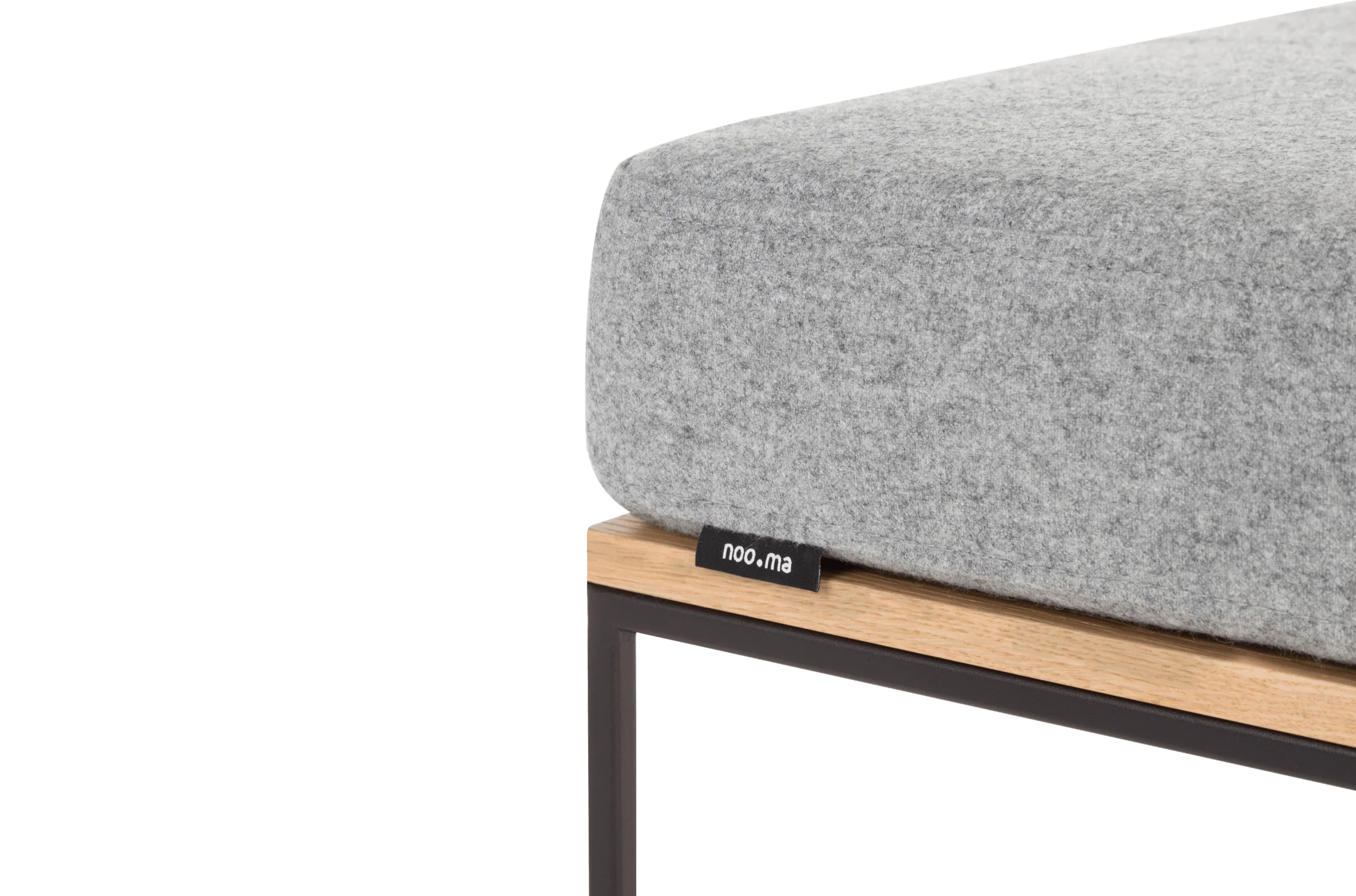 Pouf Feo - Oak Top / Universal Grey Wool Cushion - Image 3
