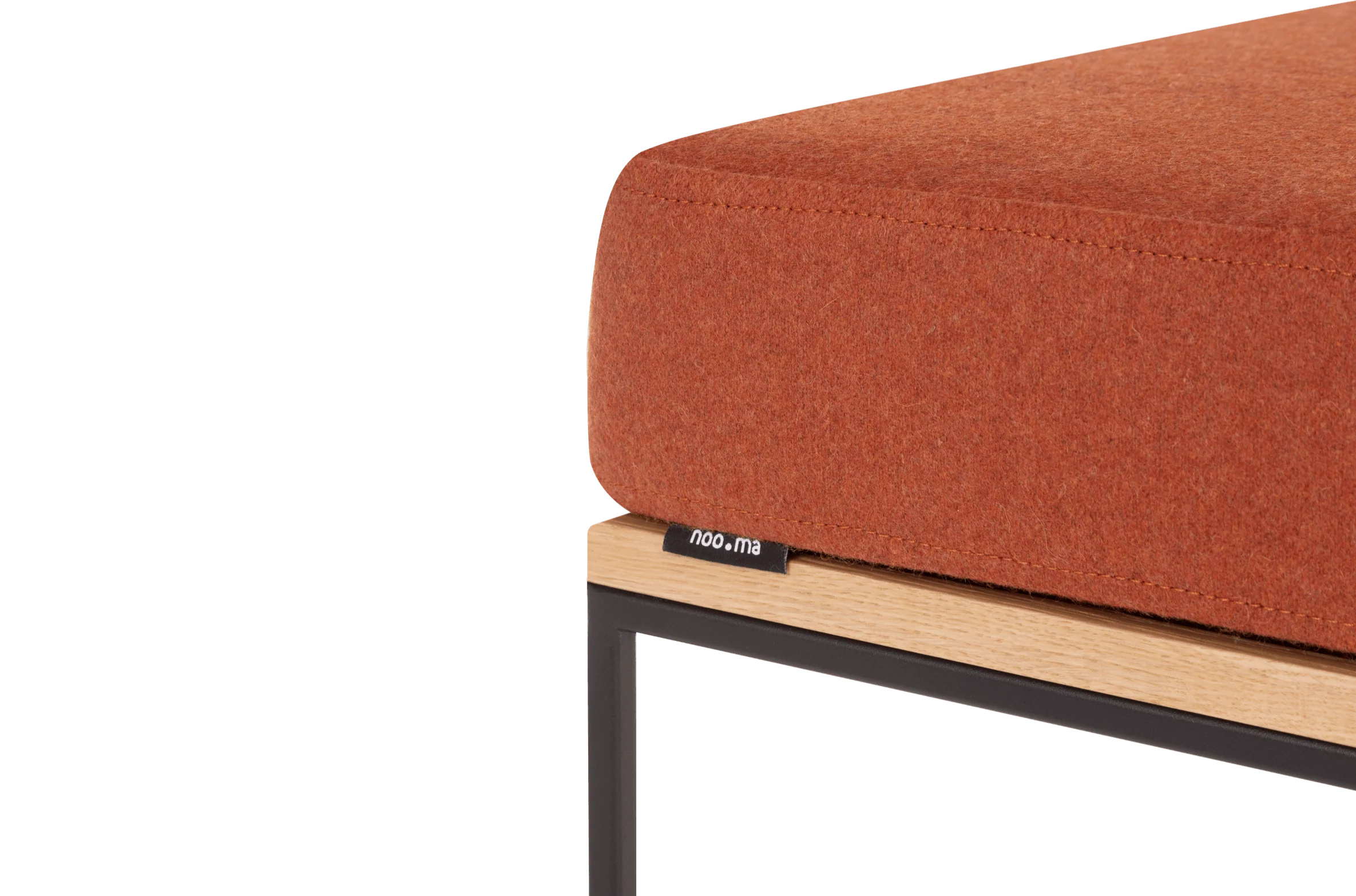 Pouf Feo - Oak Top / Terracotta Wool Cushion - Image 3