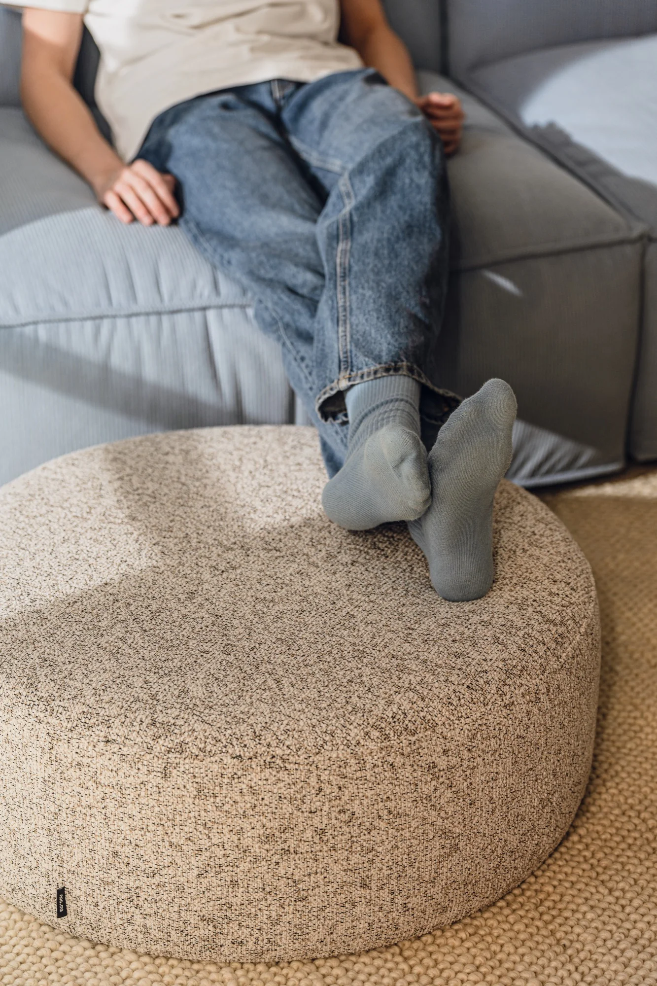 Pouf Folk - Large - Clay Grey Melange - Image 2