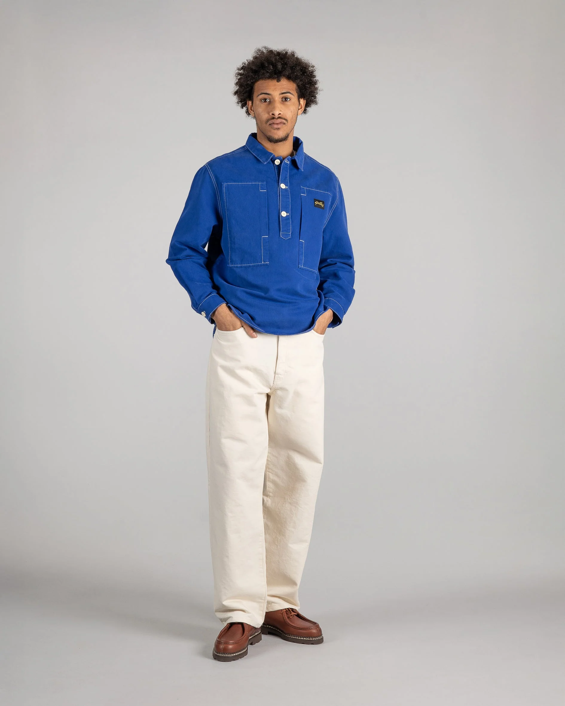 Painters Pop Over Shirt - Indigo Bedford - Image 2