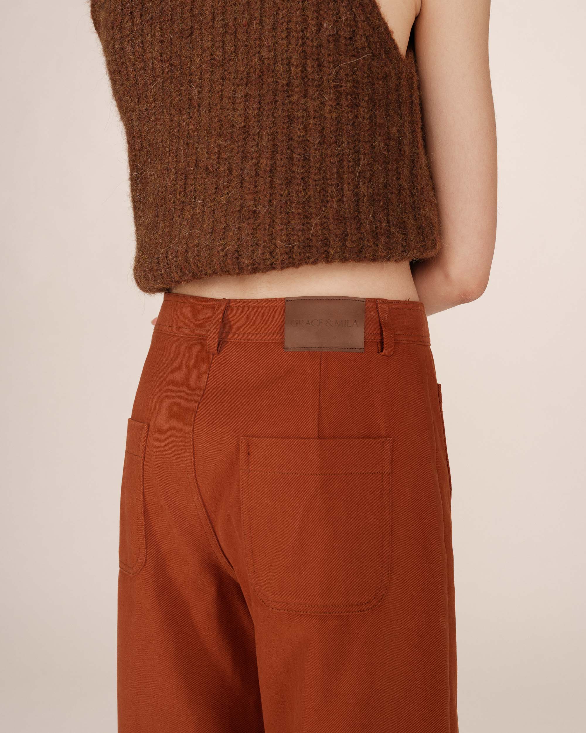 Pantalon Droit 7/8E Camel Sole - Image 4