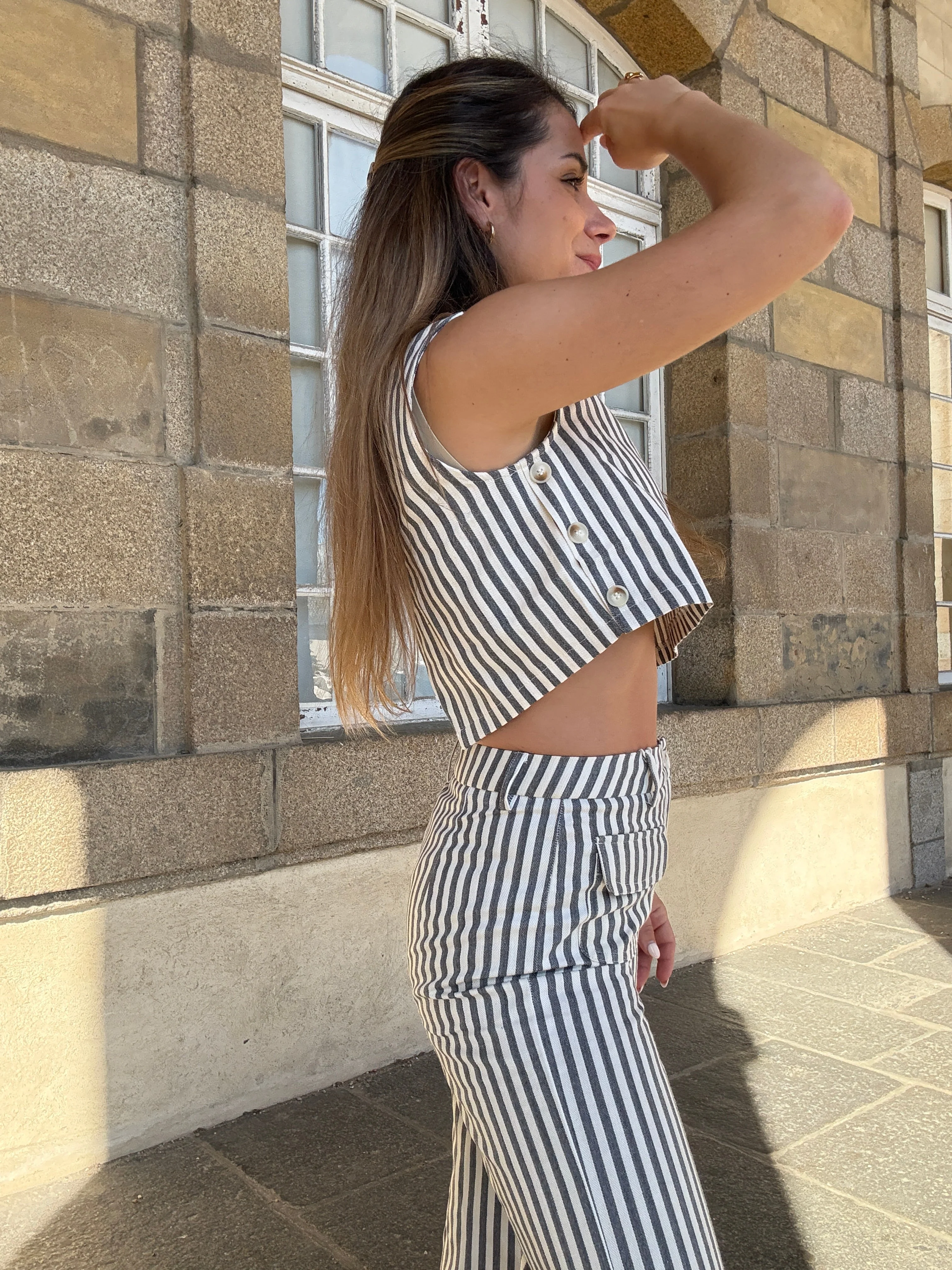 Pantalon Rayé Marin Bleu - Image 12