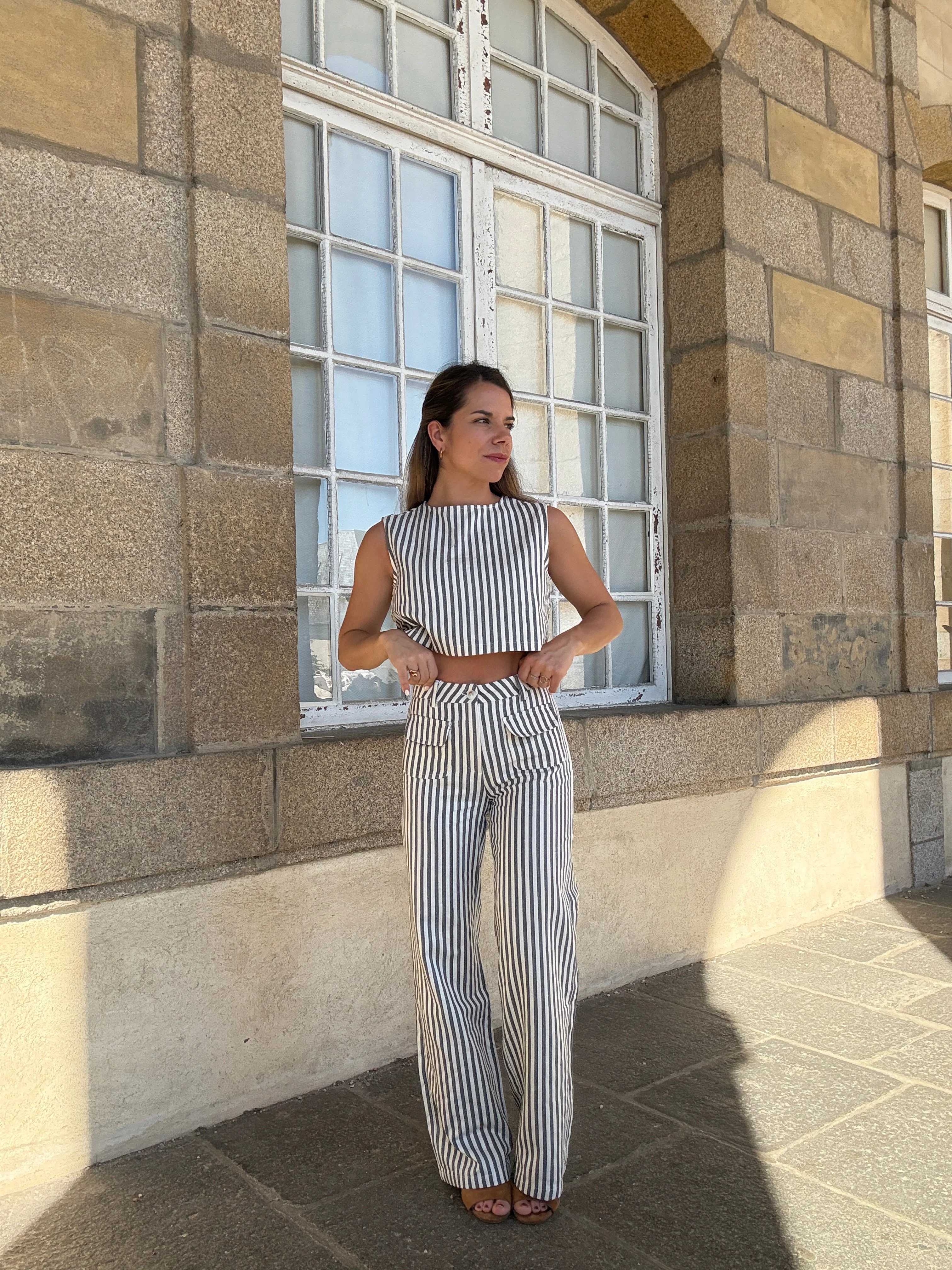 Pantalon Rayé Marin Bleu - Image 16