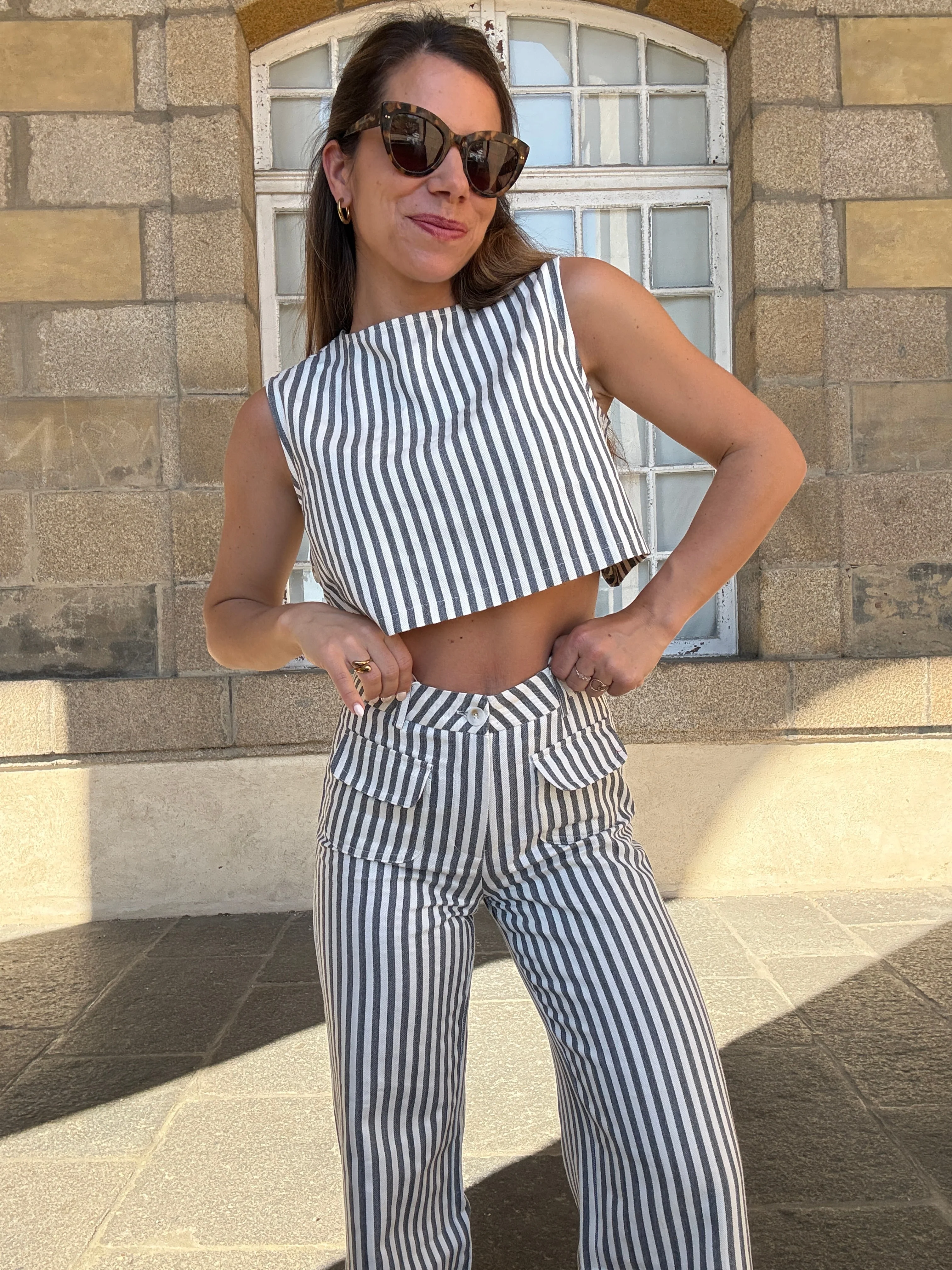 Pantalon Rayé Marin Bleu - Image 18