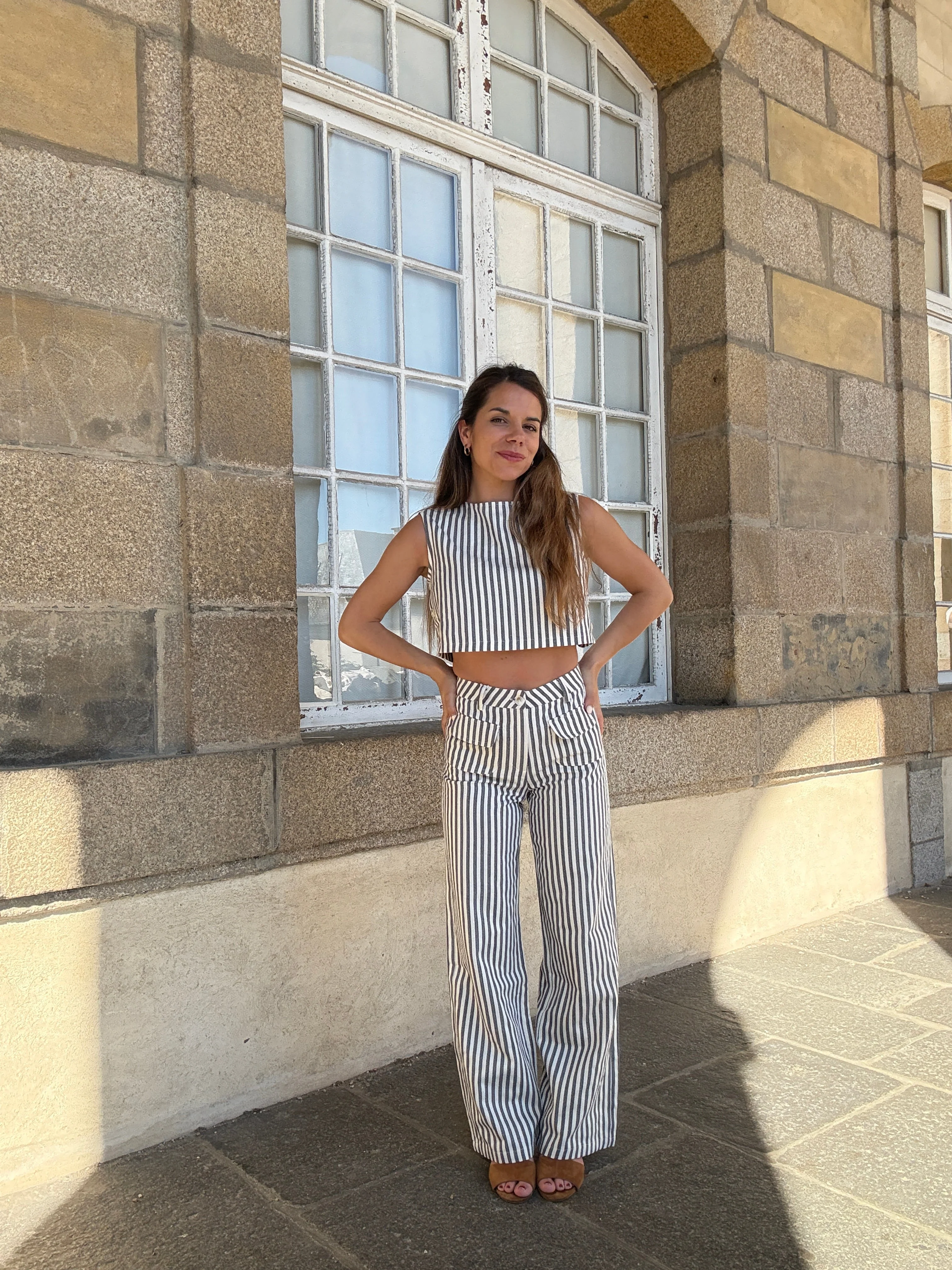 Pantalon Rayé Marin Bleu - Image 2