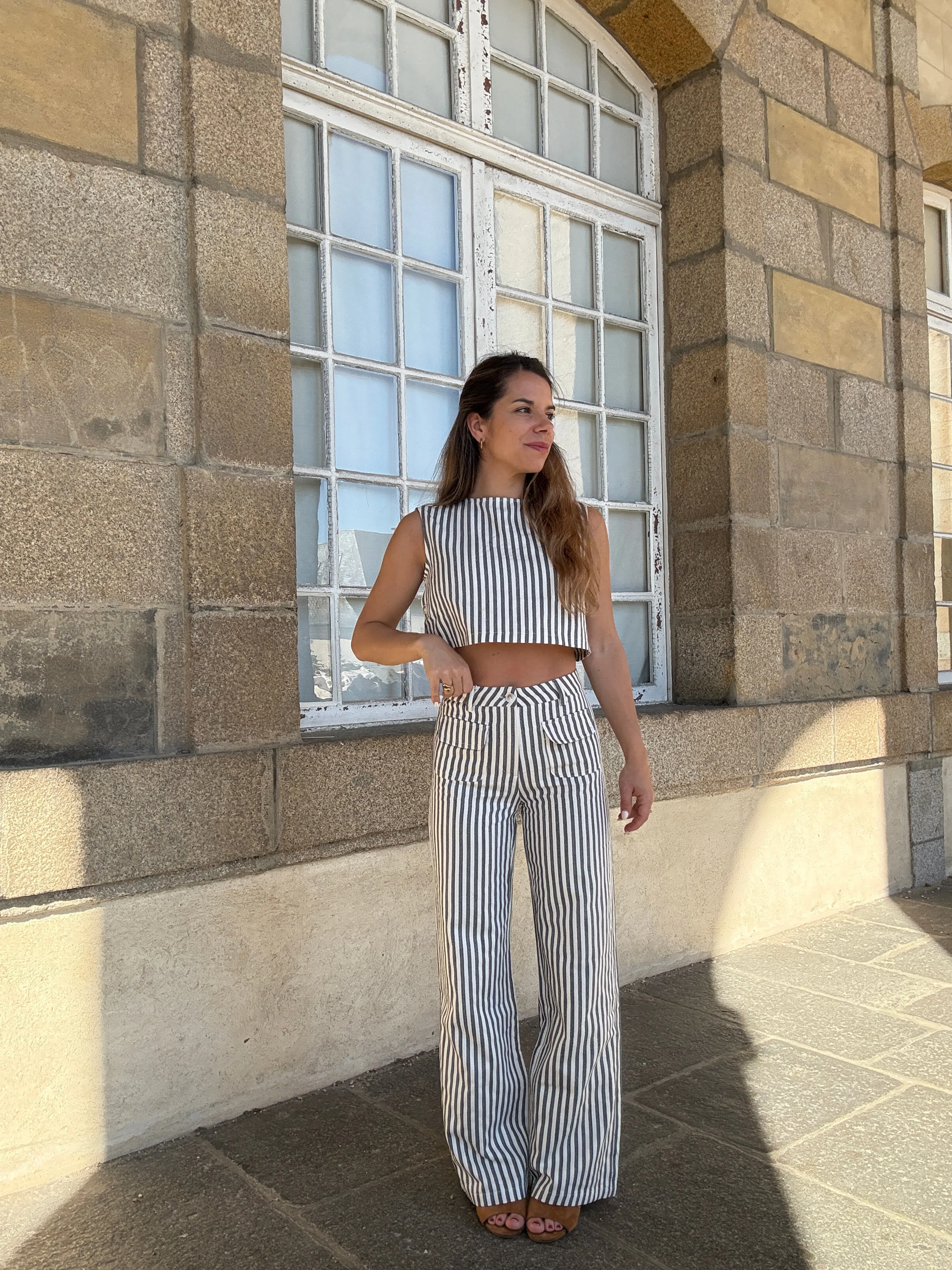 Pantalon Rayé Marin Bleu - Image 3