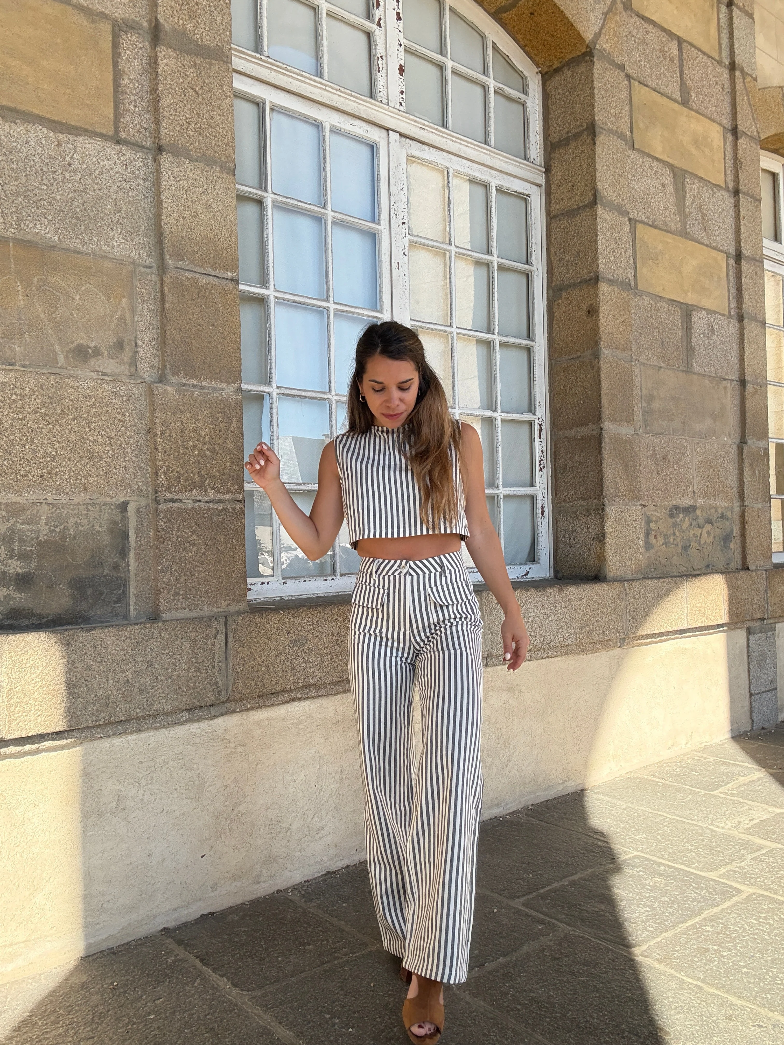 Pantalon Rayé Marin Bleu - Image 4