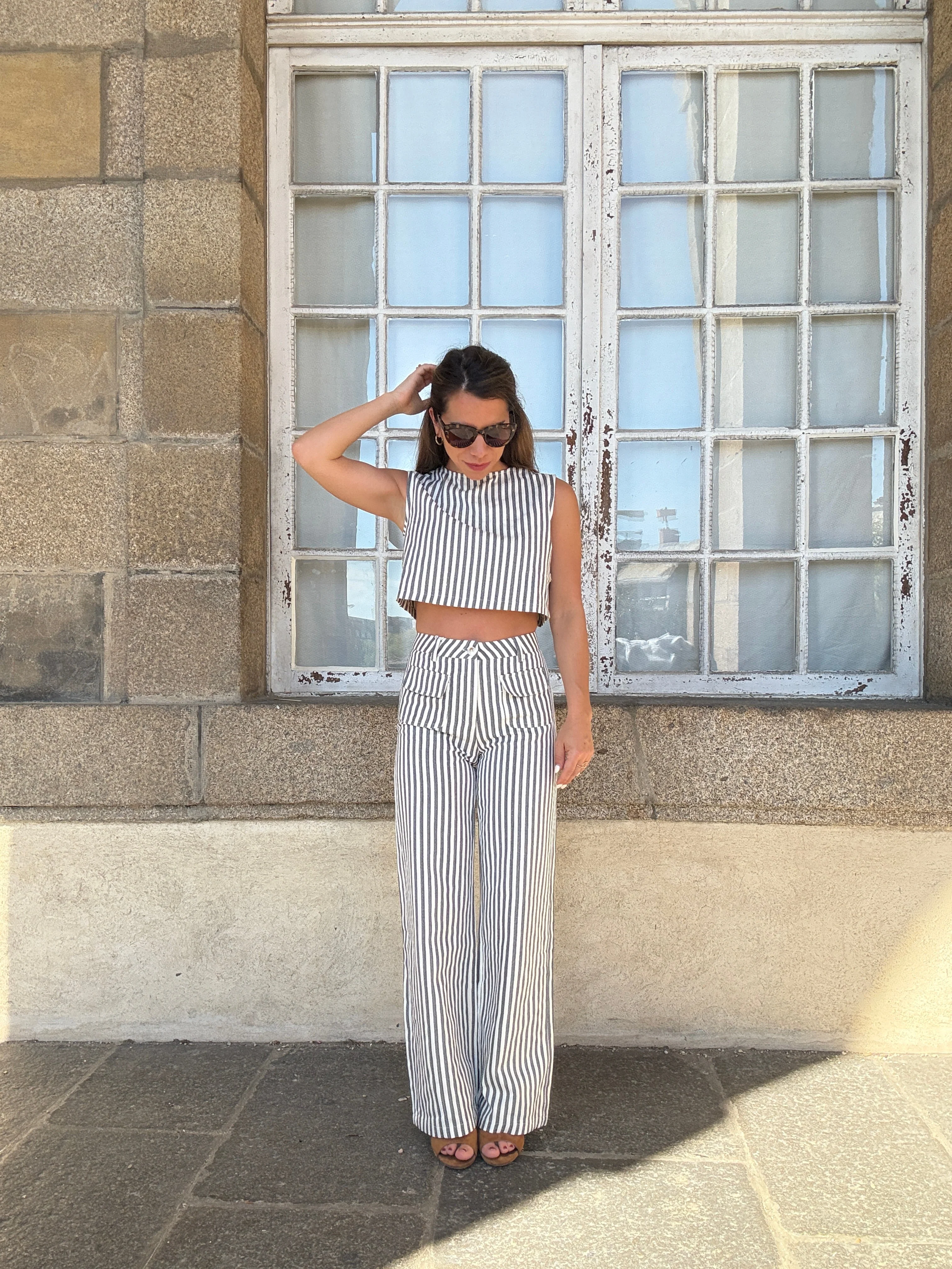 Pantalon Rayé Marin Bleu - Image 6
