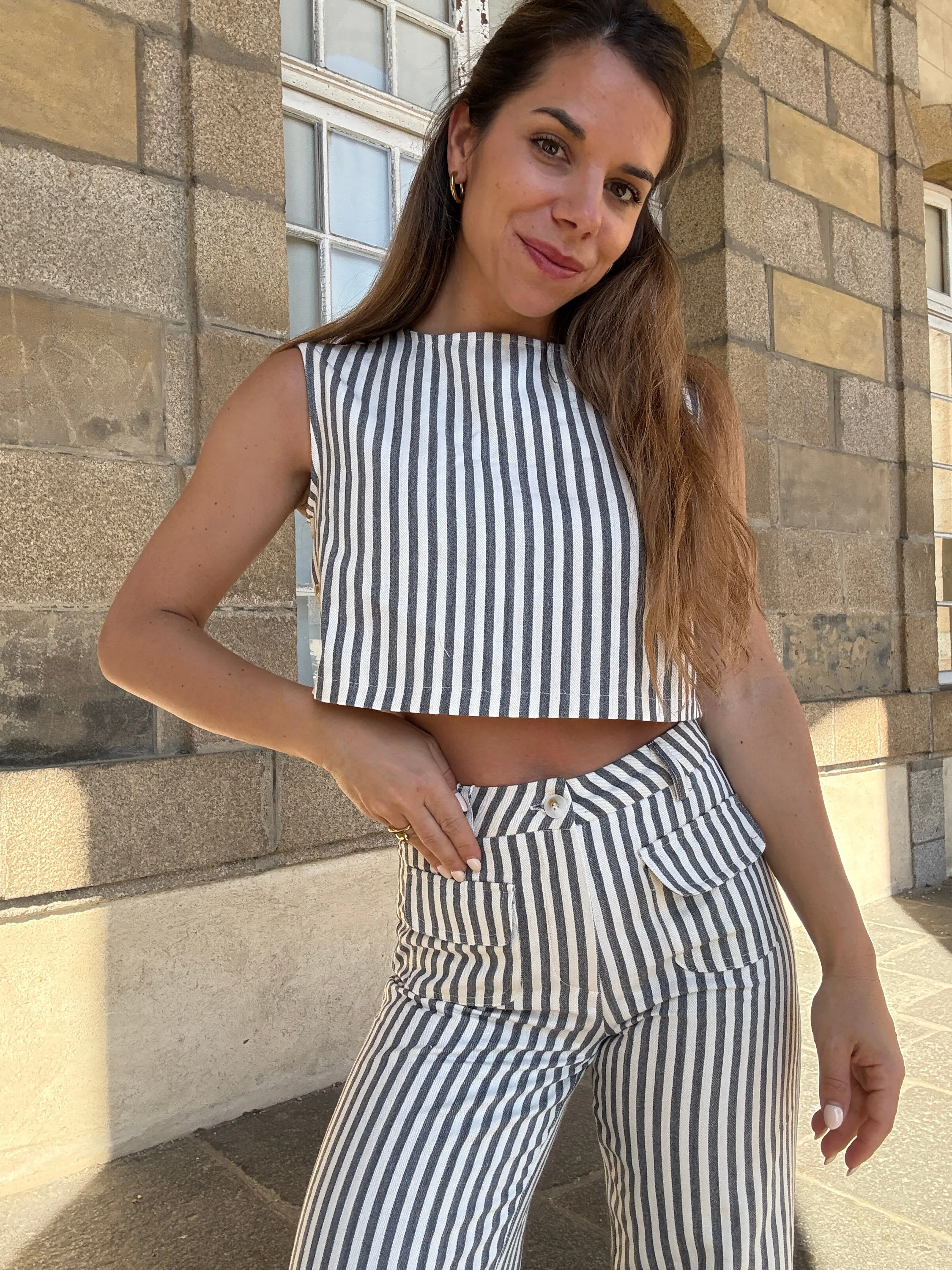 Pantalon Rayé Marin Bleu - Image 8