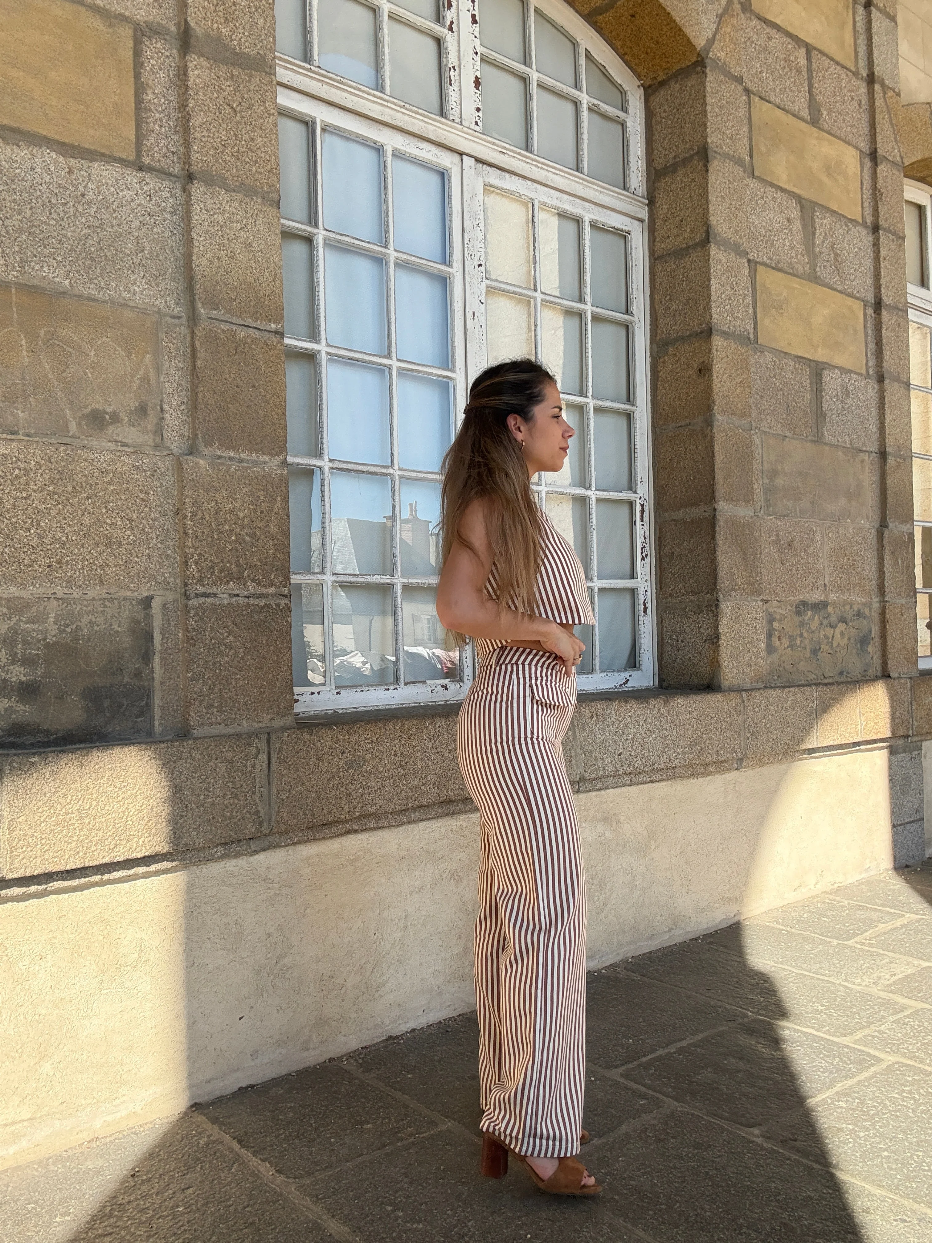 Pantalon Rayé Marin Camel - Image 6