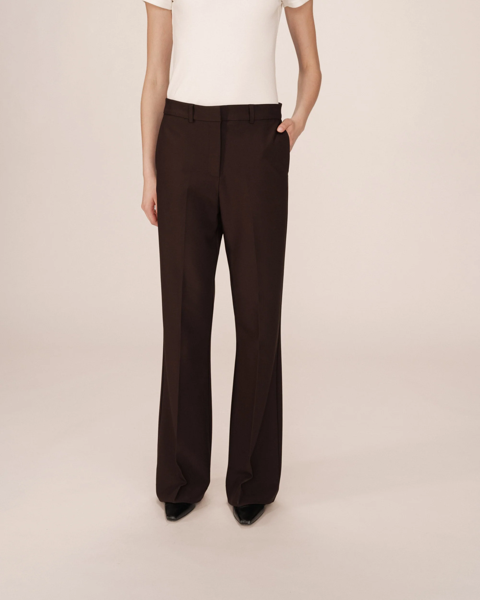 Pantalon Tailleur Evase Chocolat Singer - Image 2