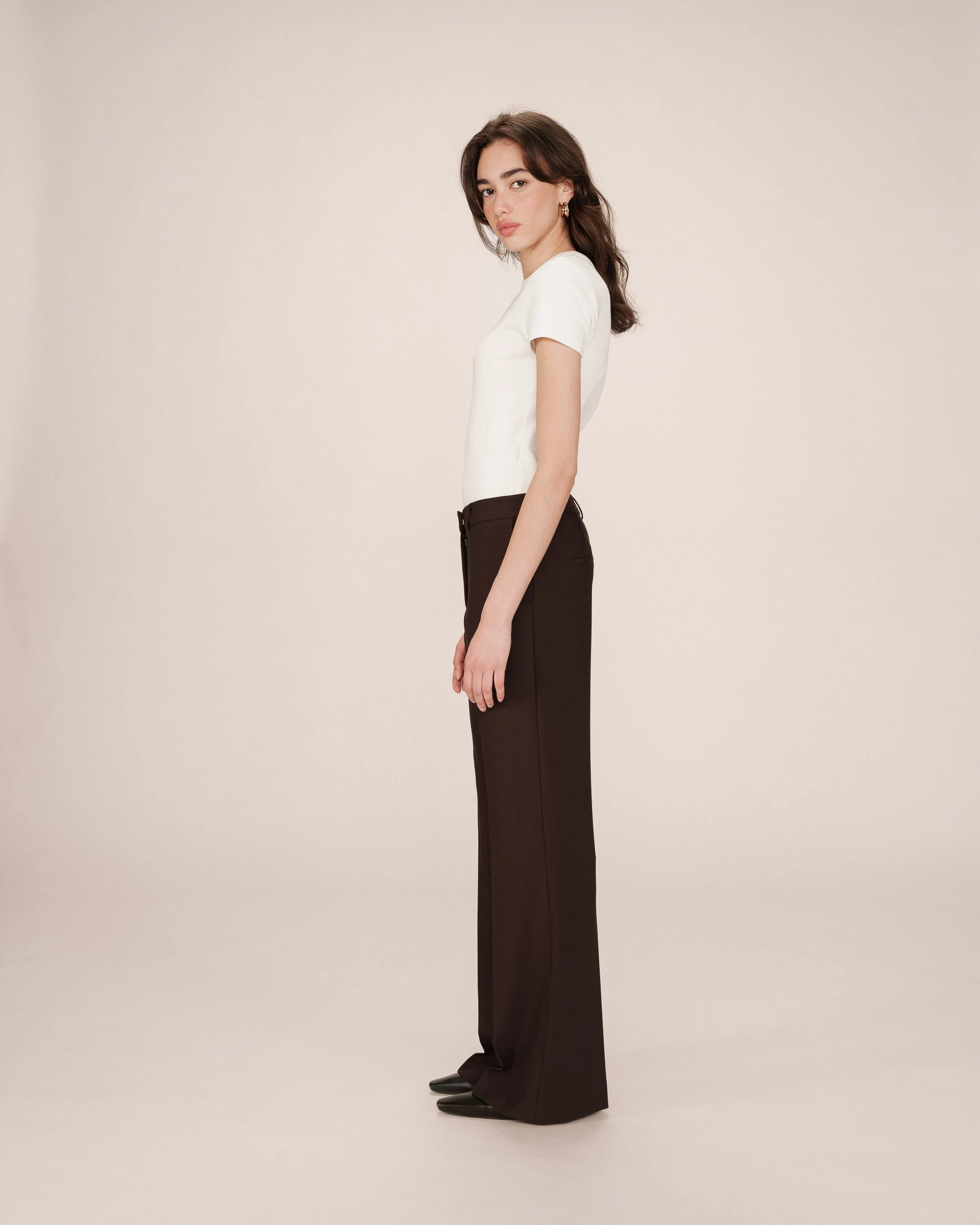 Pantalon Tailleur Evase Chocolat Singer - Image 3