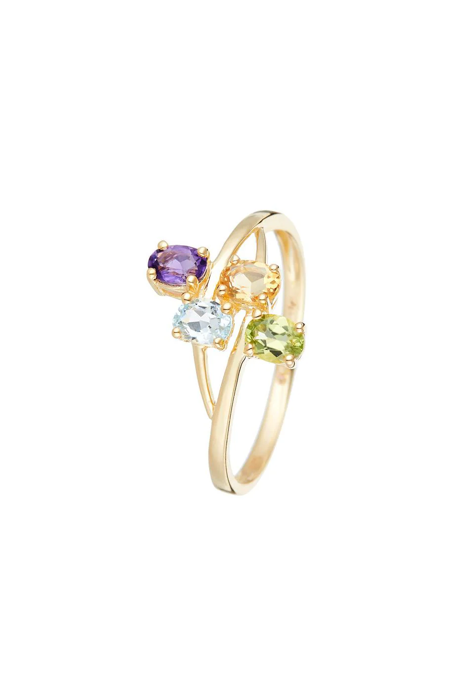 Bague "Bornéo" Améthyste 0,18/1, Topaze Bleue 0,24/1, Citrine 0,18/1 Et Péridot - Image 2