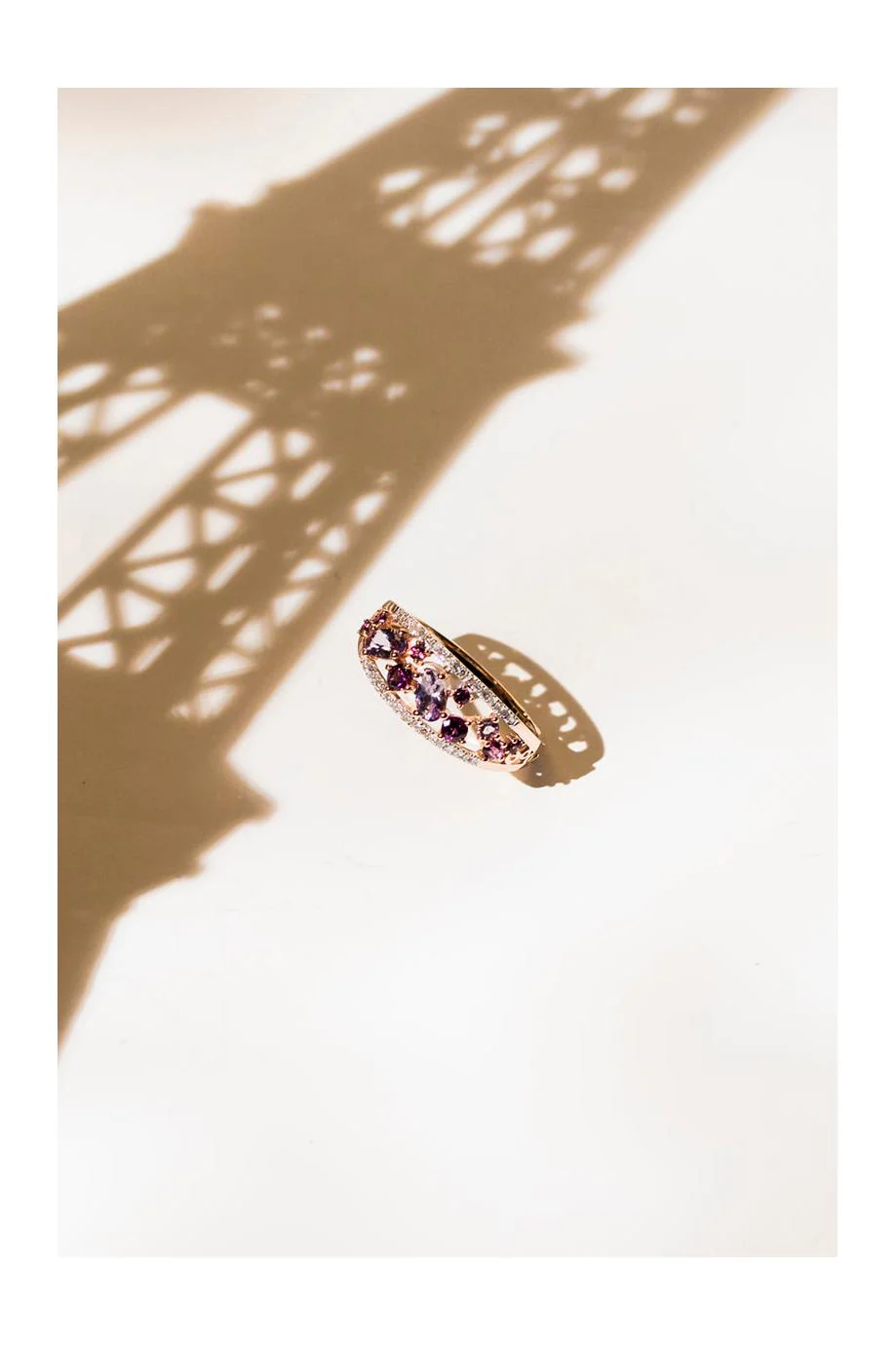 Bague "Amore" 0,12/36, Rhodolite Garnet 0,37/8 Et Améthyste Rose 0,53/3 - Image 2