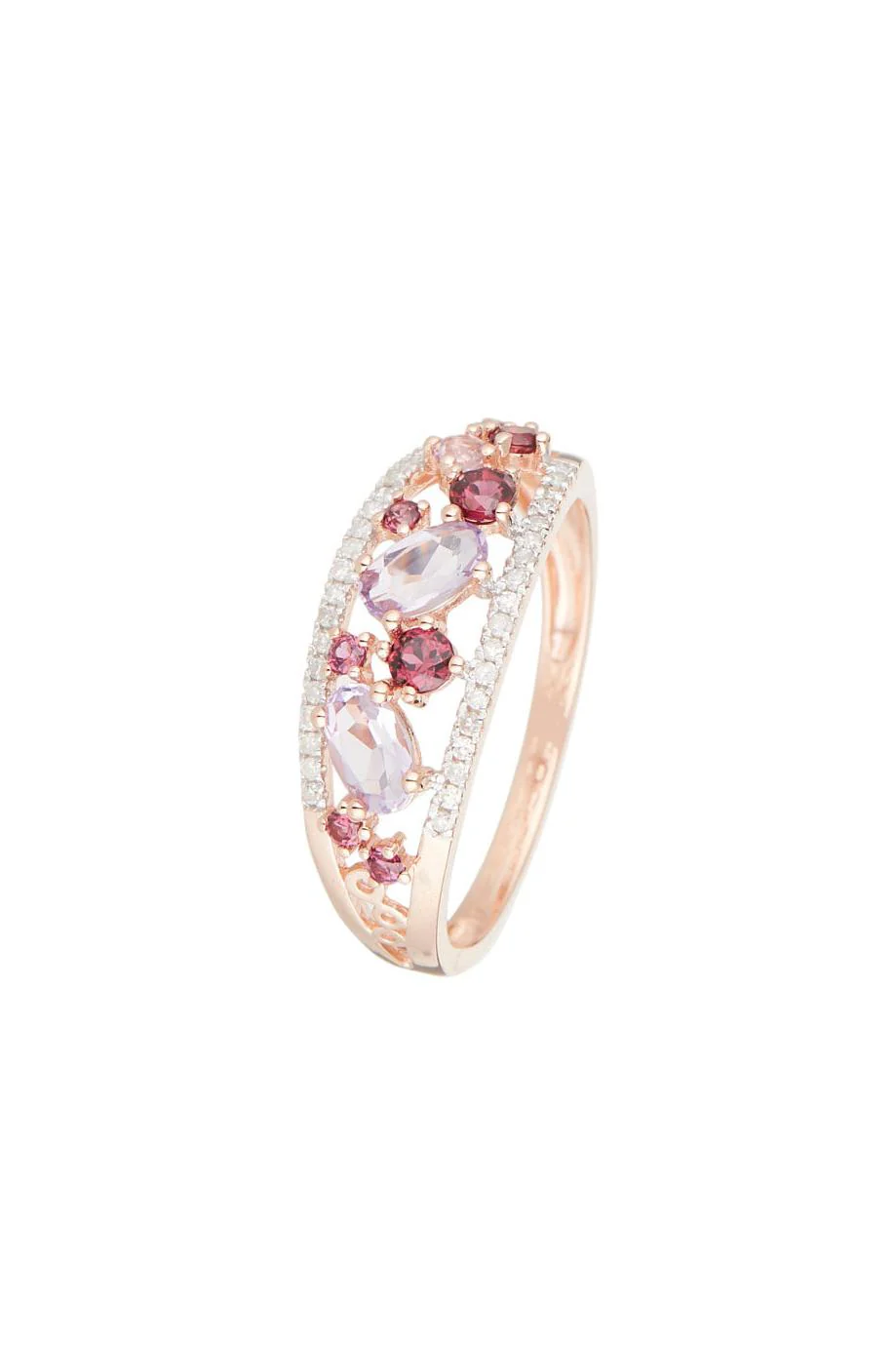 Bague "Amore" 0,12/36, Rhodolite Garnet 0,37/8 Et Améthyste Rose 0,53/3 - Image 3