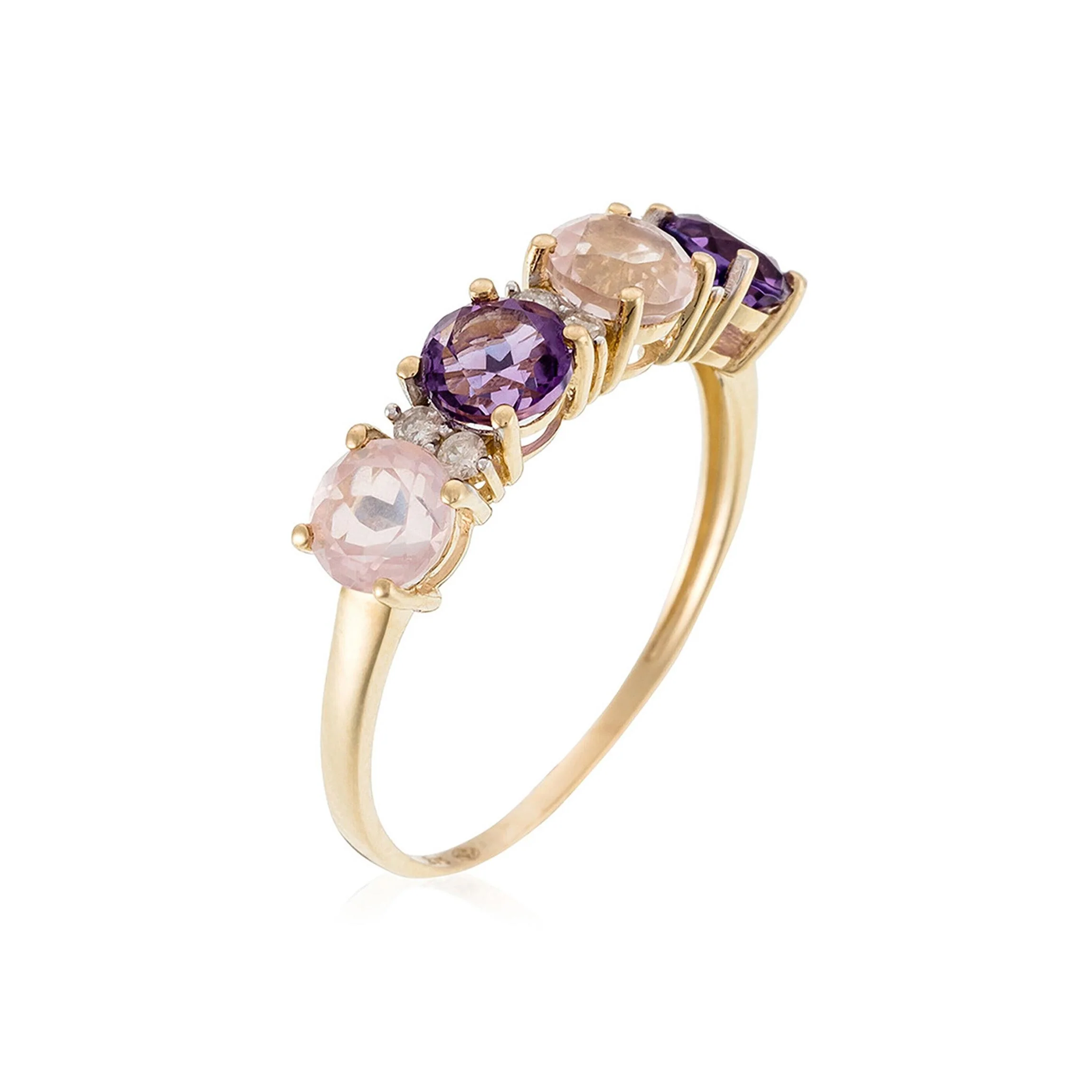 Bague "Carat Color" D0,09/6 & Rose Quartz 0,96/2 & Améthyste 0,74/2 - Image 4
