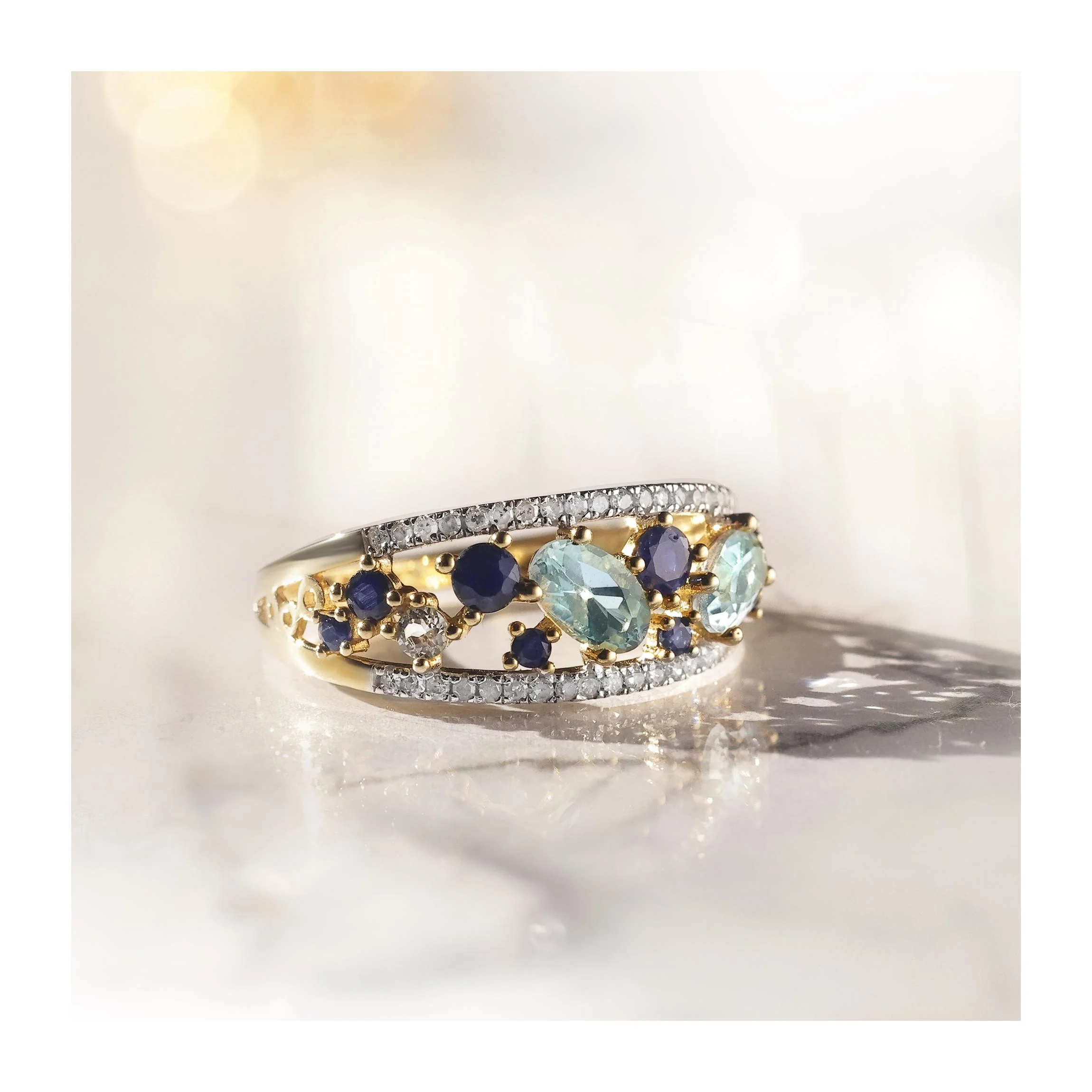 Bague "Dahra" D 0,12/36 Blue Topaze 0,41/3 Saphir 0,22/8 - Image 2