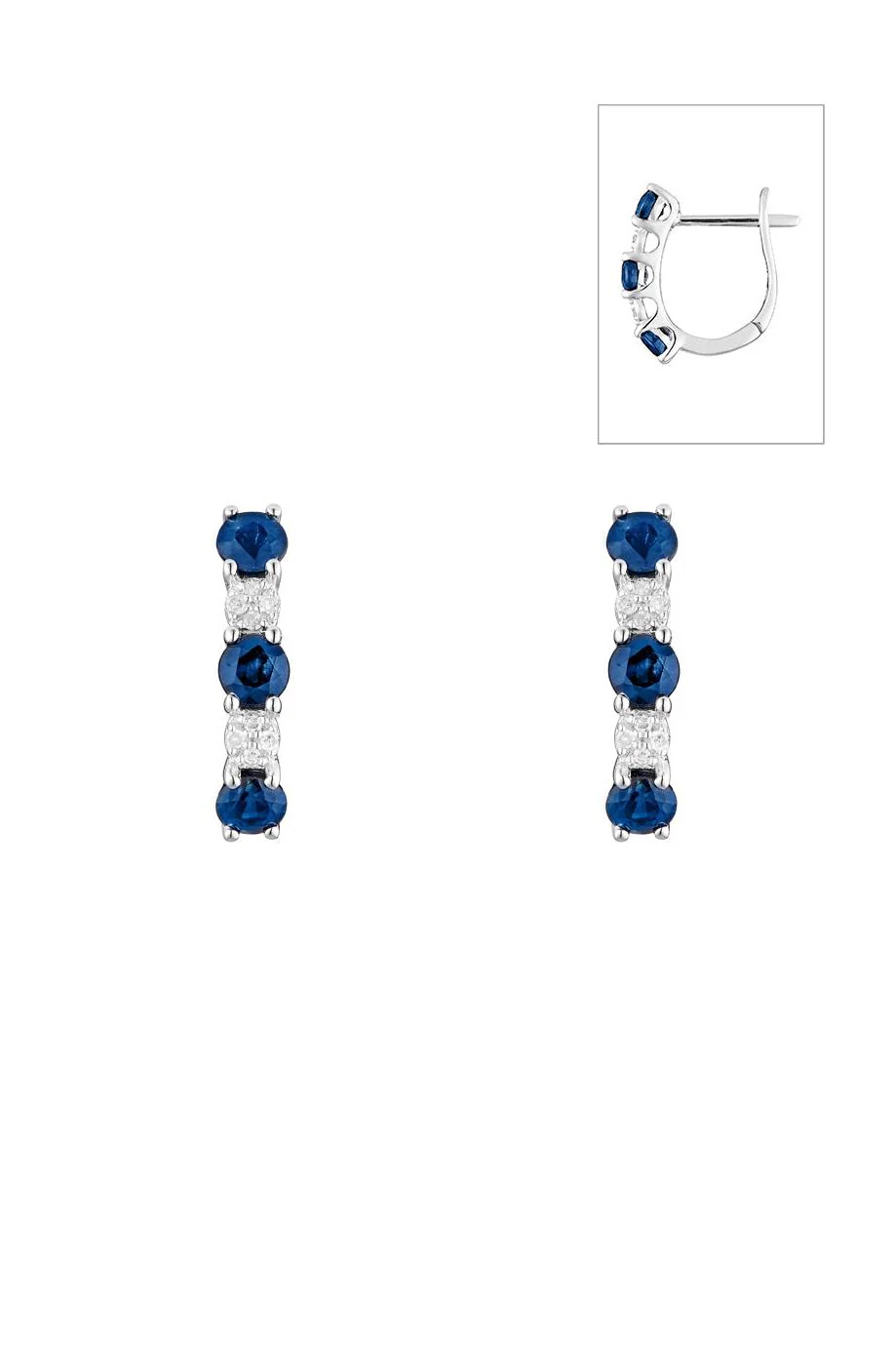 Boucles D'Oreilles "Port Royal" Diamants 0,05/16 & Saphirs 1,08/6 - Image 2