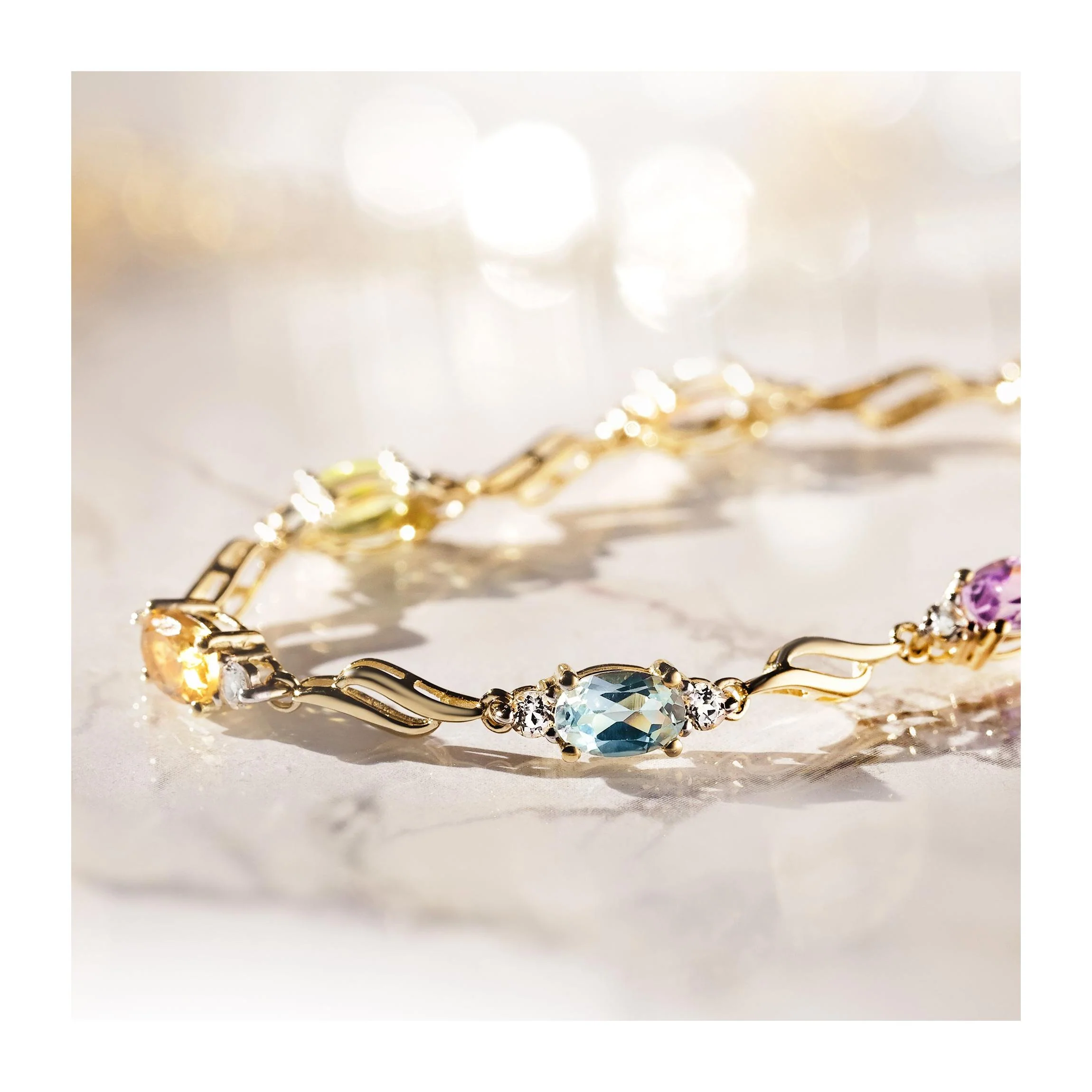 Bracelet "Mon Arc En Ciel" Top Blanche0,92/14;Top Bleue1,4/2;Améthyste0,9/2;Peri - Image 2