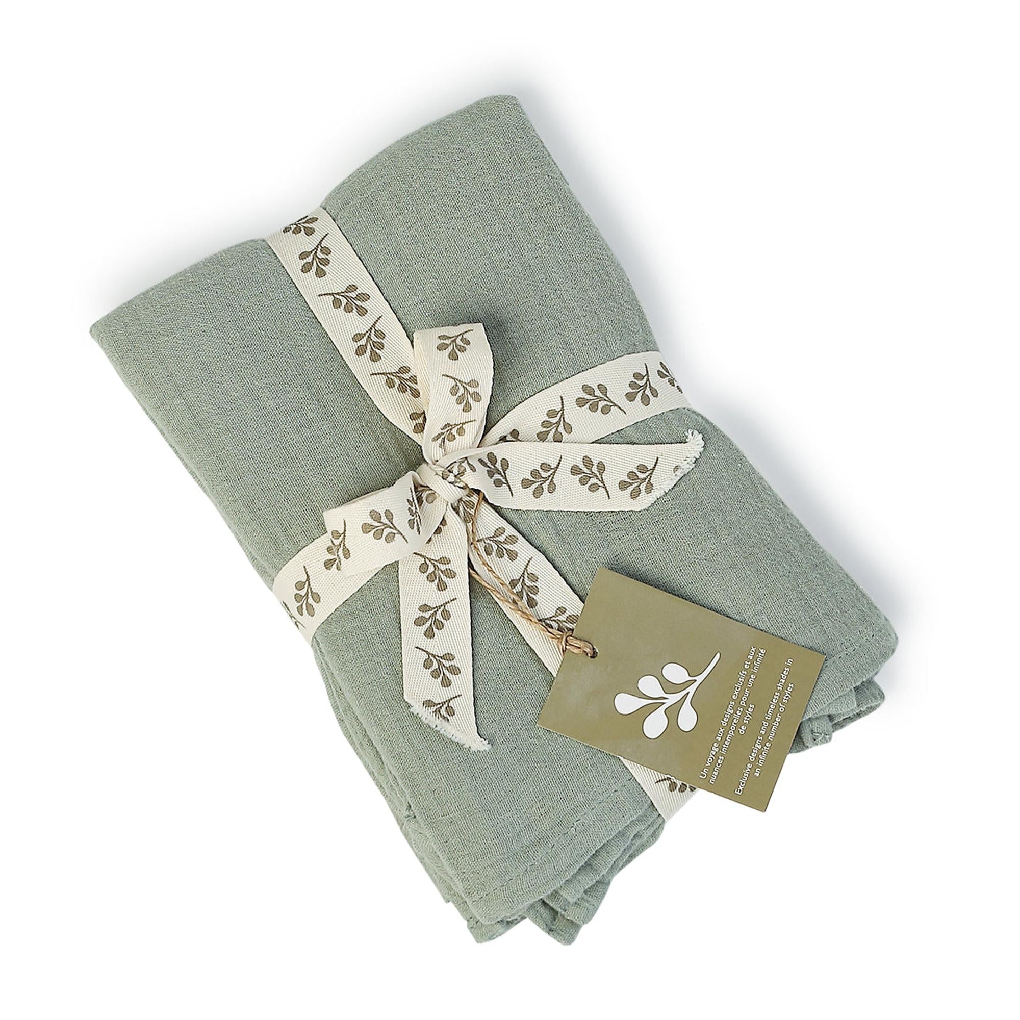 Parure + Taies - Gaze De Coton - Vert Céladon - Carla - Image 4