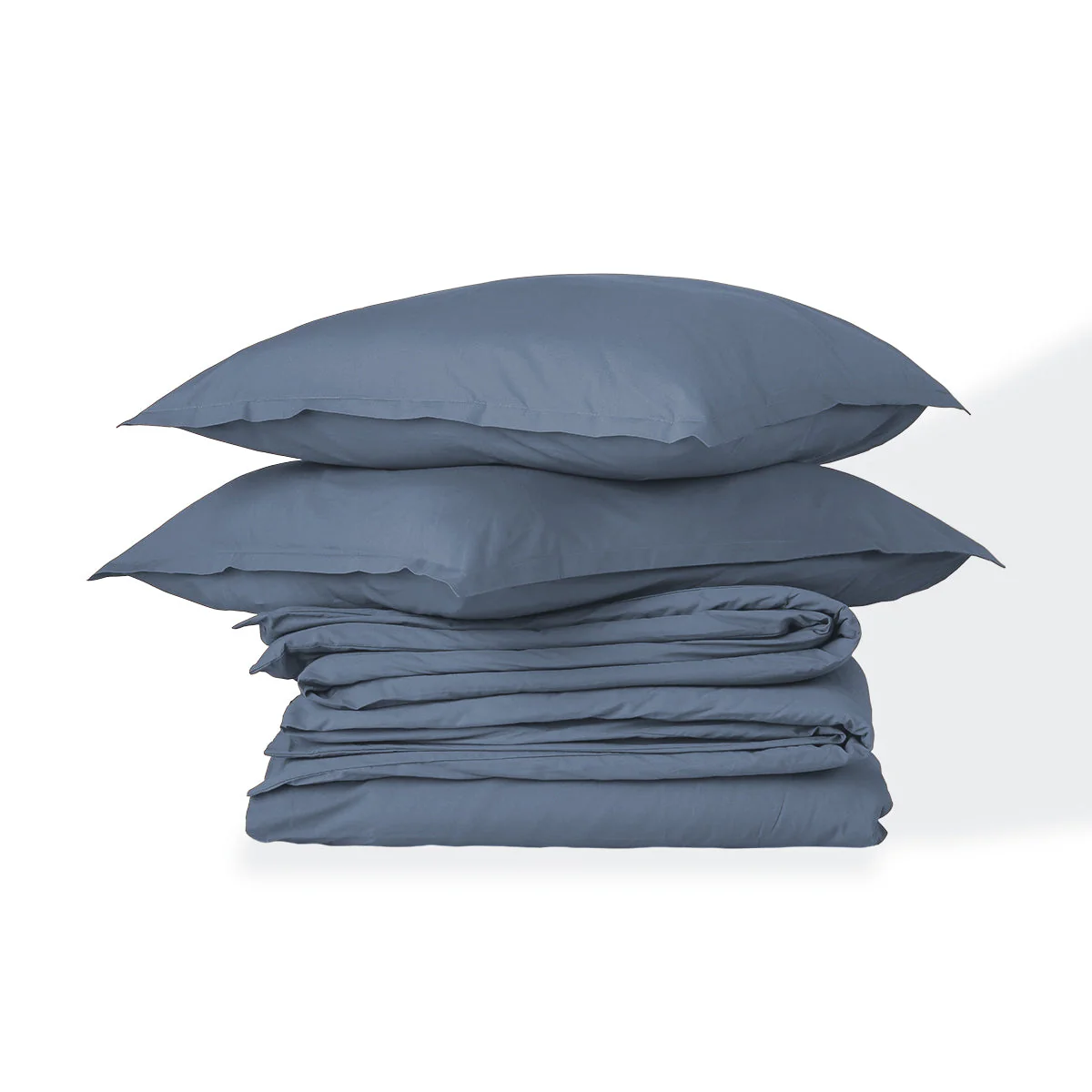 Parure + Taies - Percale De Coton - Bleu Denim - Nina - Image 2