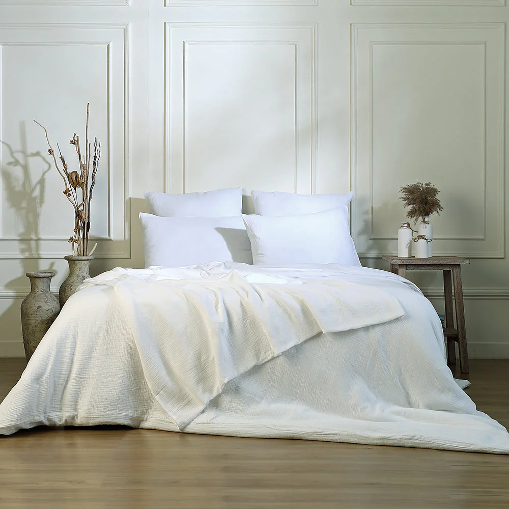 Parure + Taies - Gaze De Coton - Blanc - Carla - Image 2