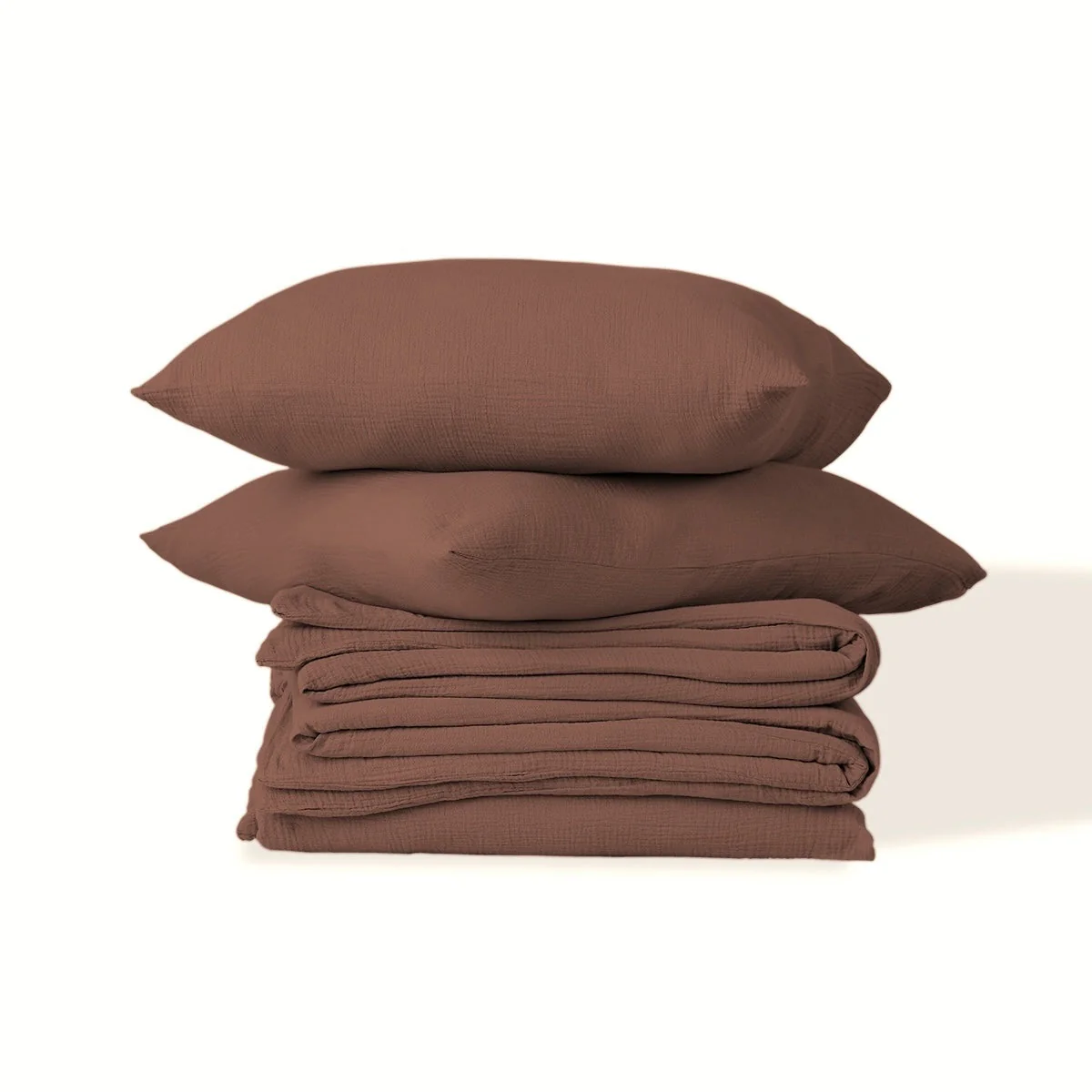 Parure + Taies - Gaze De Coton - Noisette - Carla - Image 2