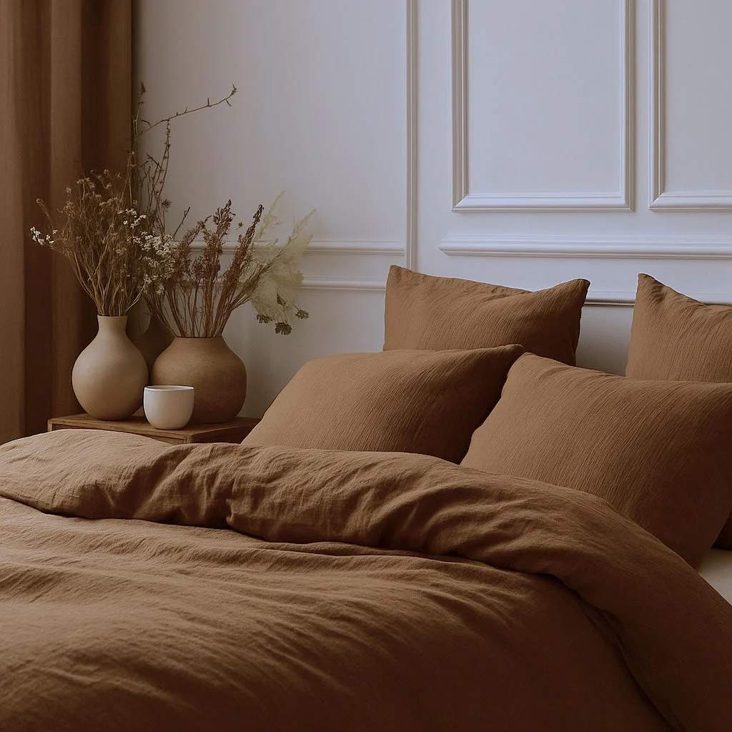 Parure + Taies - Gaze De Coton - Noisette - Carla - Image 3