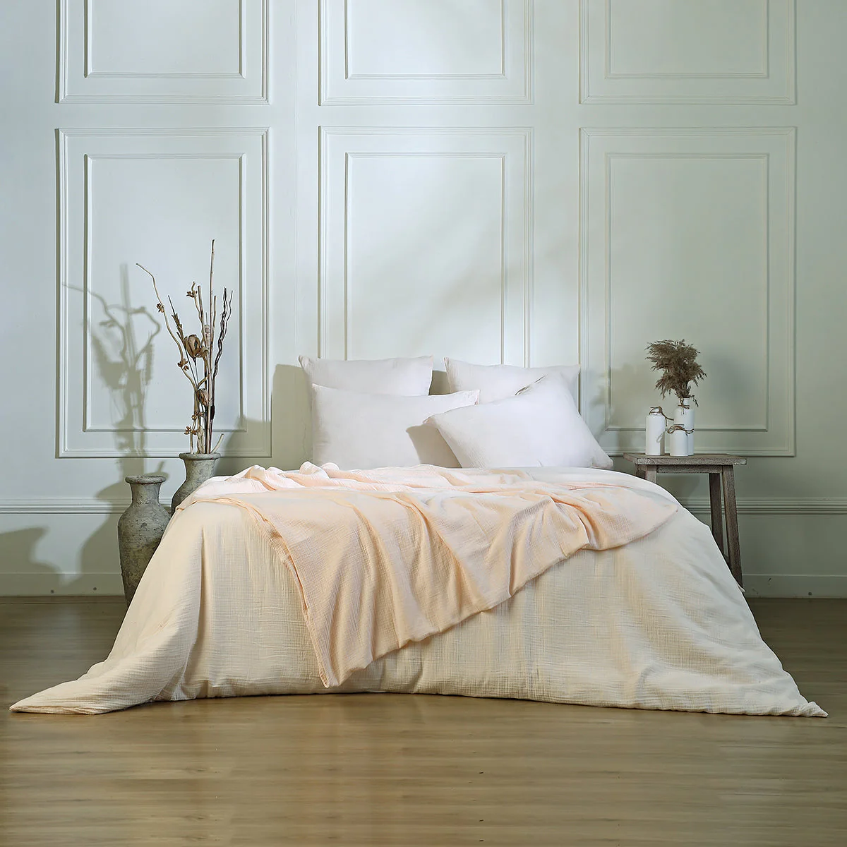 Parure + Taies - Gaze De Coton - Rose - Carla - Image 2