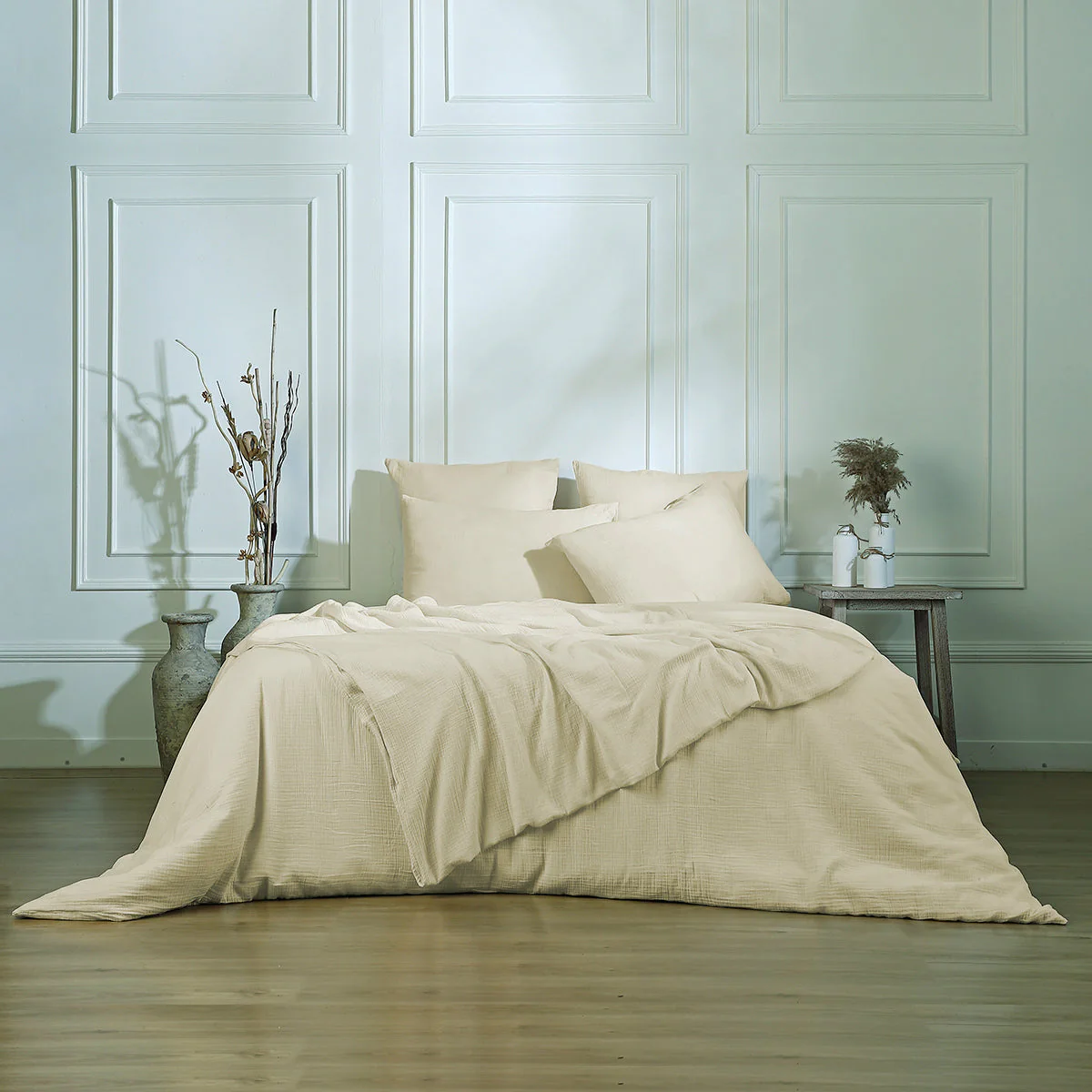 Parure + Taies - Gaze De Coton - Sable - Carla - Image 9