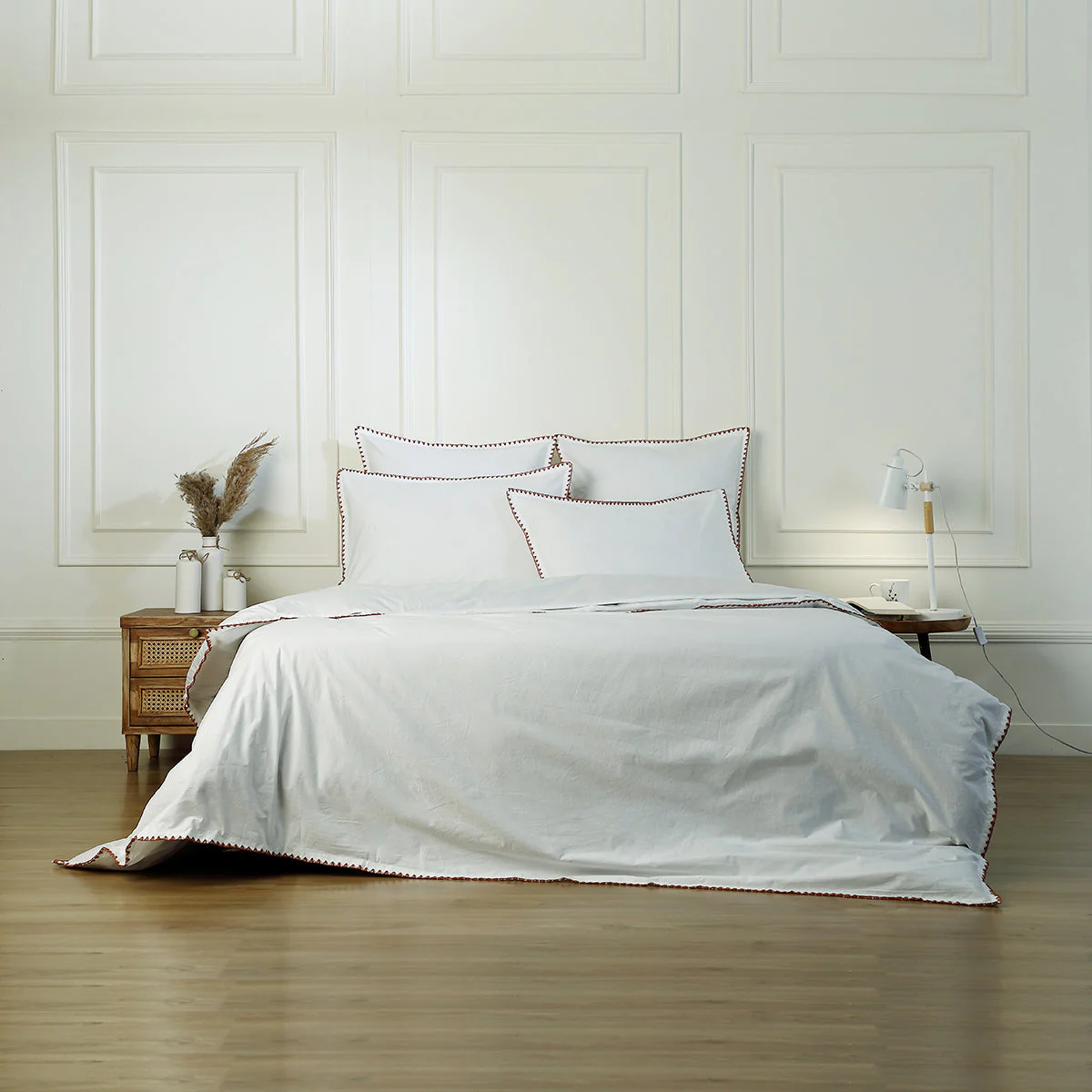 Parure Taies - Percale De Coton - Blanc / Caramel - Zoé - Image 10