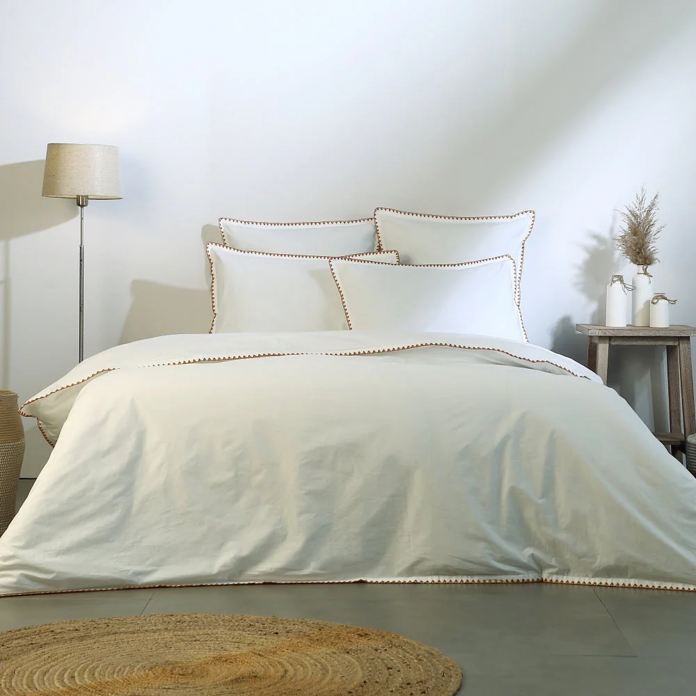 Parure Taies - Percale De Coton - Blanc / Caramel - Zoé - Image 11