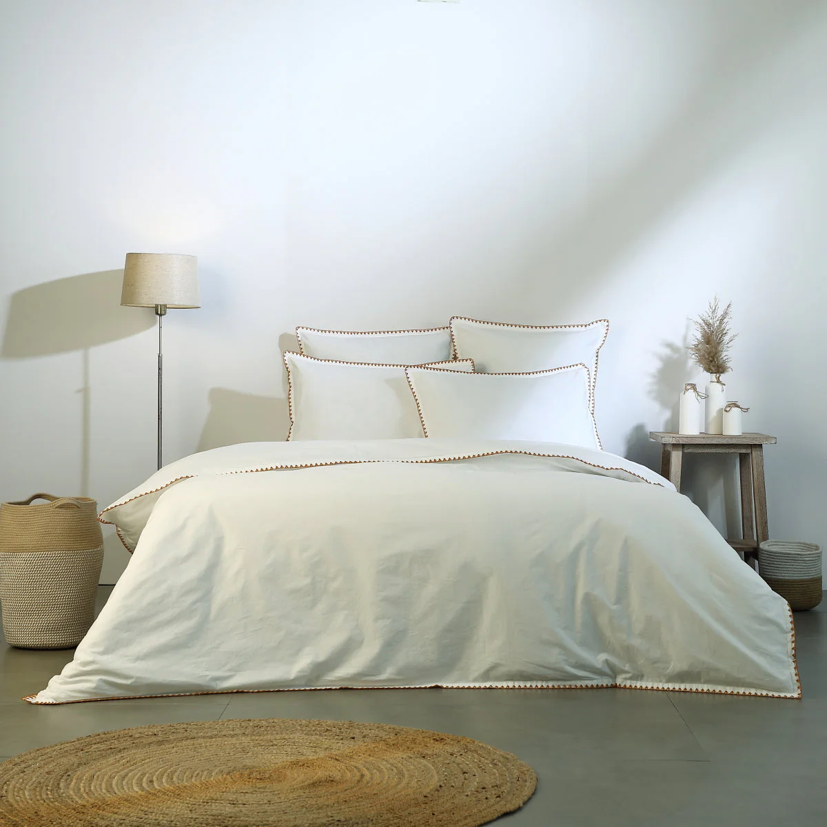 Parure Taies - Percale De Coton - Blanc / Caramel - Zoé - Image 12