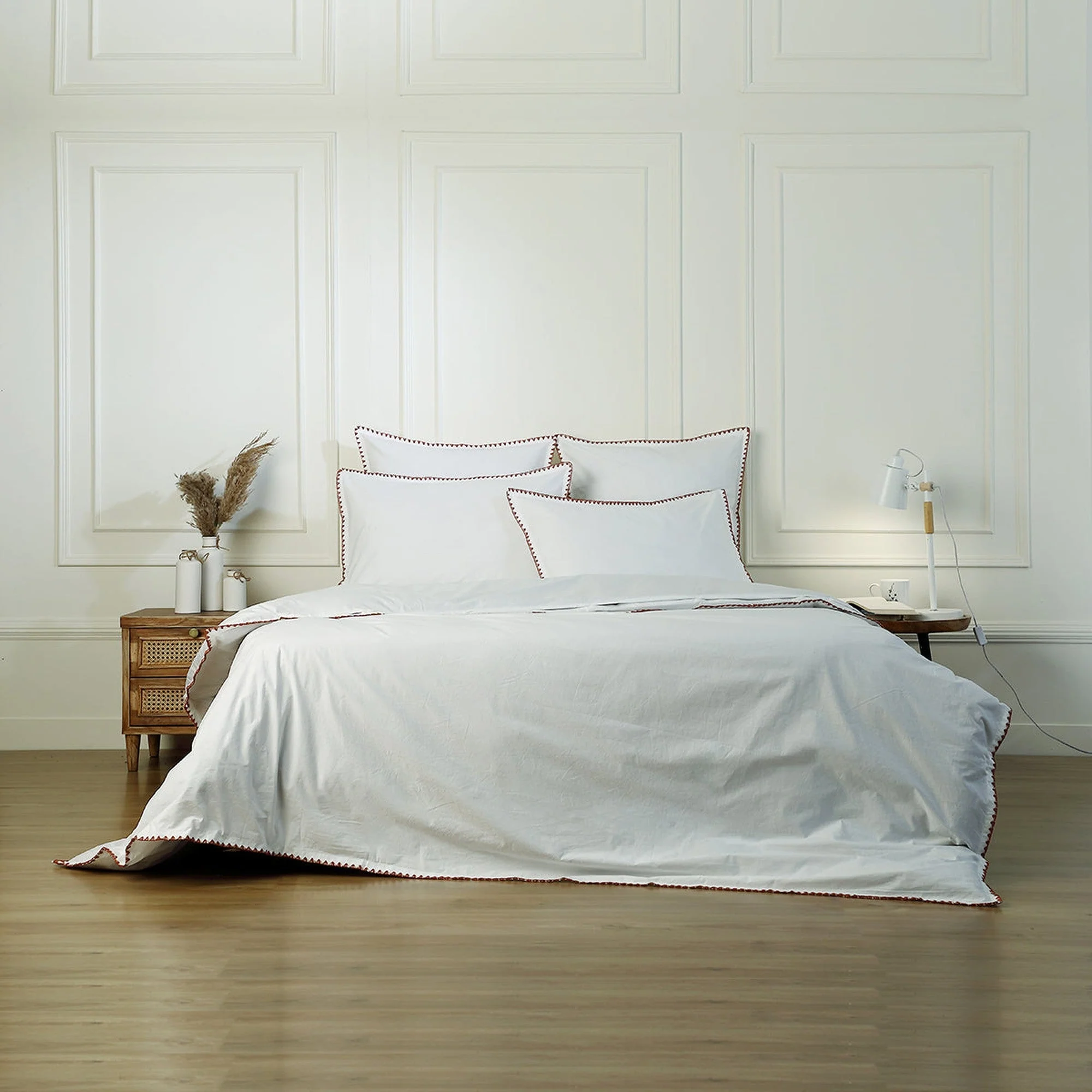 Parure Taies - Percale De Coton - Blanc / Caramel - Zoé - Image 4