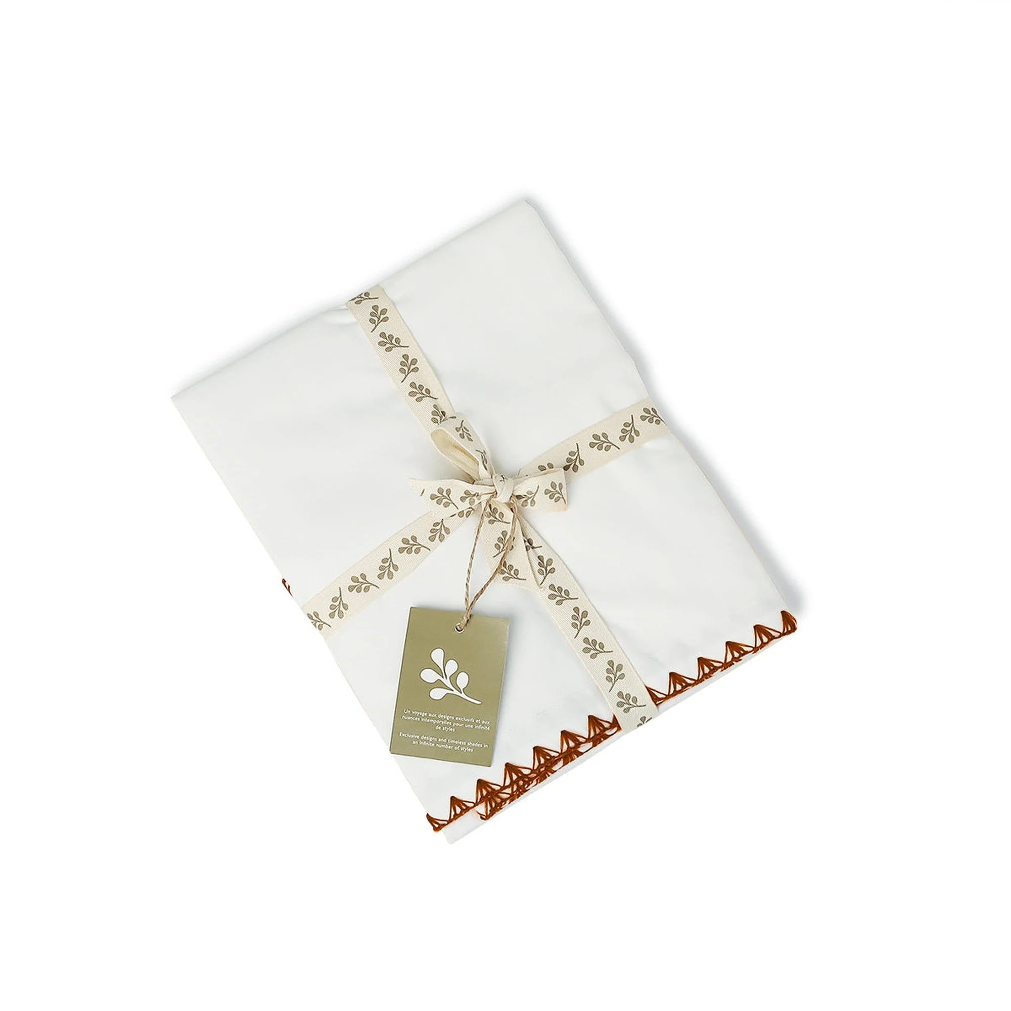 Parure Taies - Percale De Coton - Blanc / Caramel - Zoé - Image 5