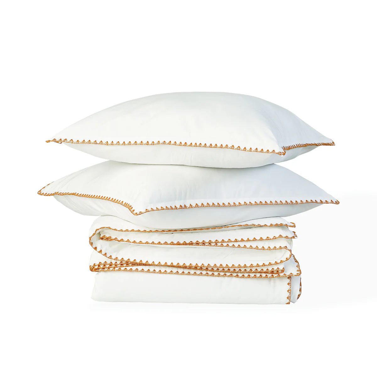 Parure Taies - Percale De Coton - Blanc / Caramel - Zoé - Image 8