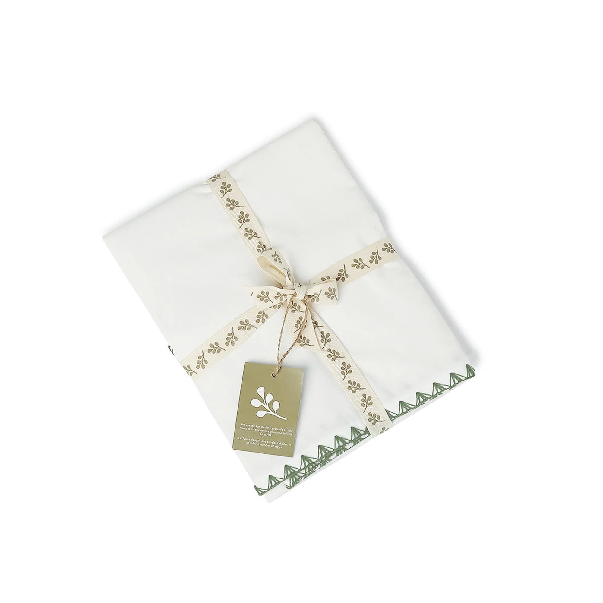 Parure Taies - Percale De Coton - Blanc / Vert Céladon - Zoé - Image 10