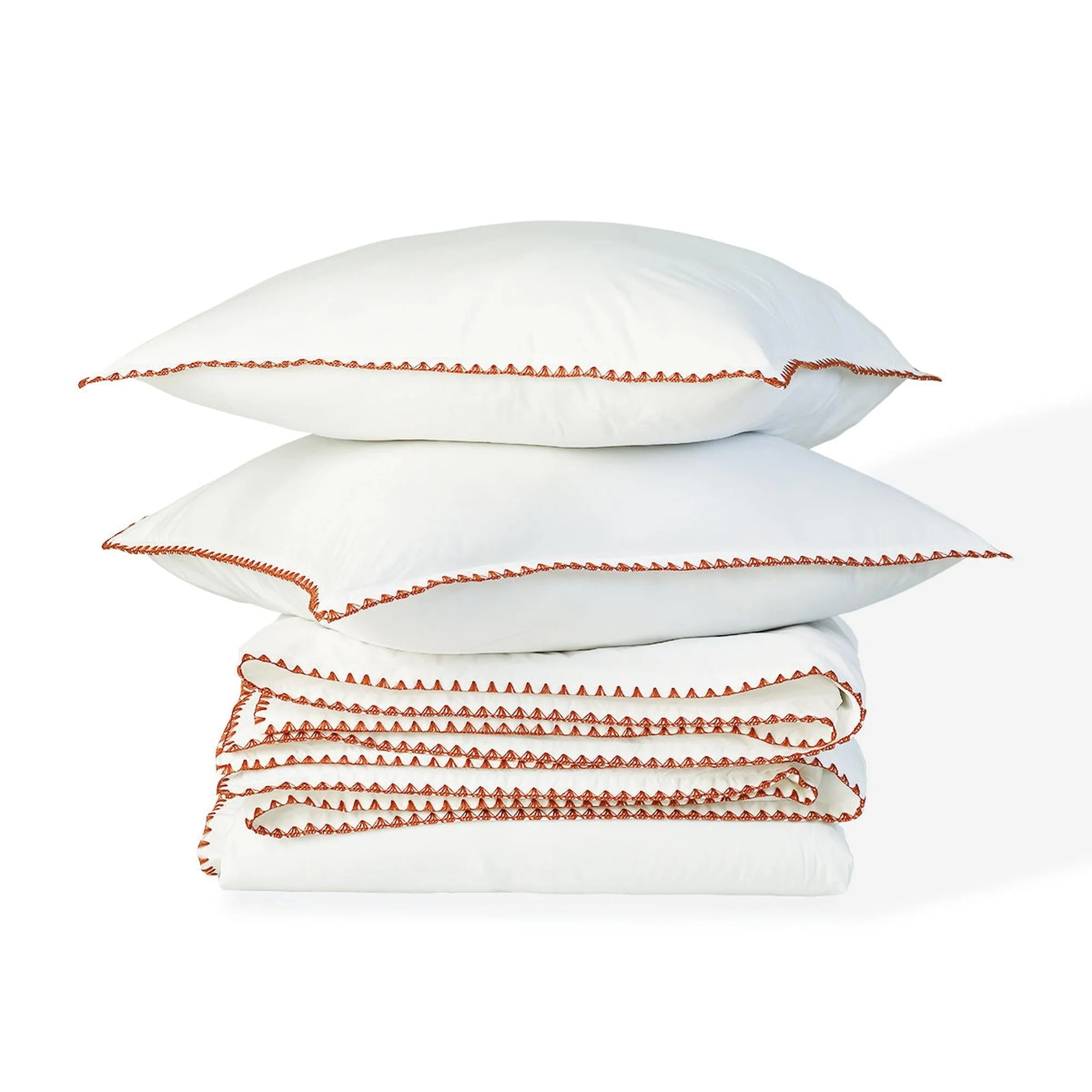 Parure Taies - Percale De Coton - Blanc / Rouge - Zoé - Image 3