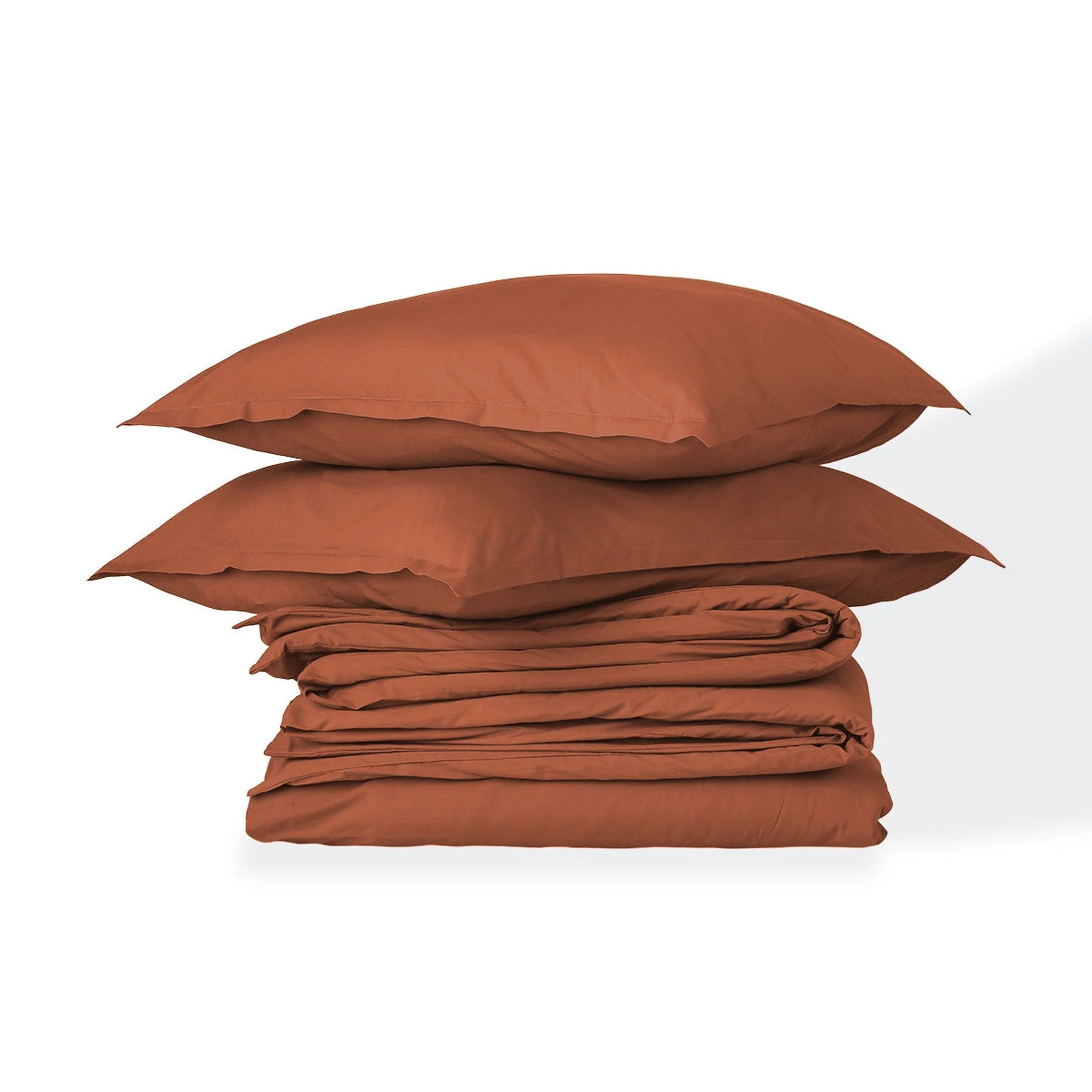 Parure + Taies - Percale De Coton - Rouge Toscane - Nina - Image 2