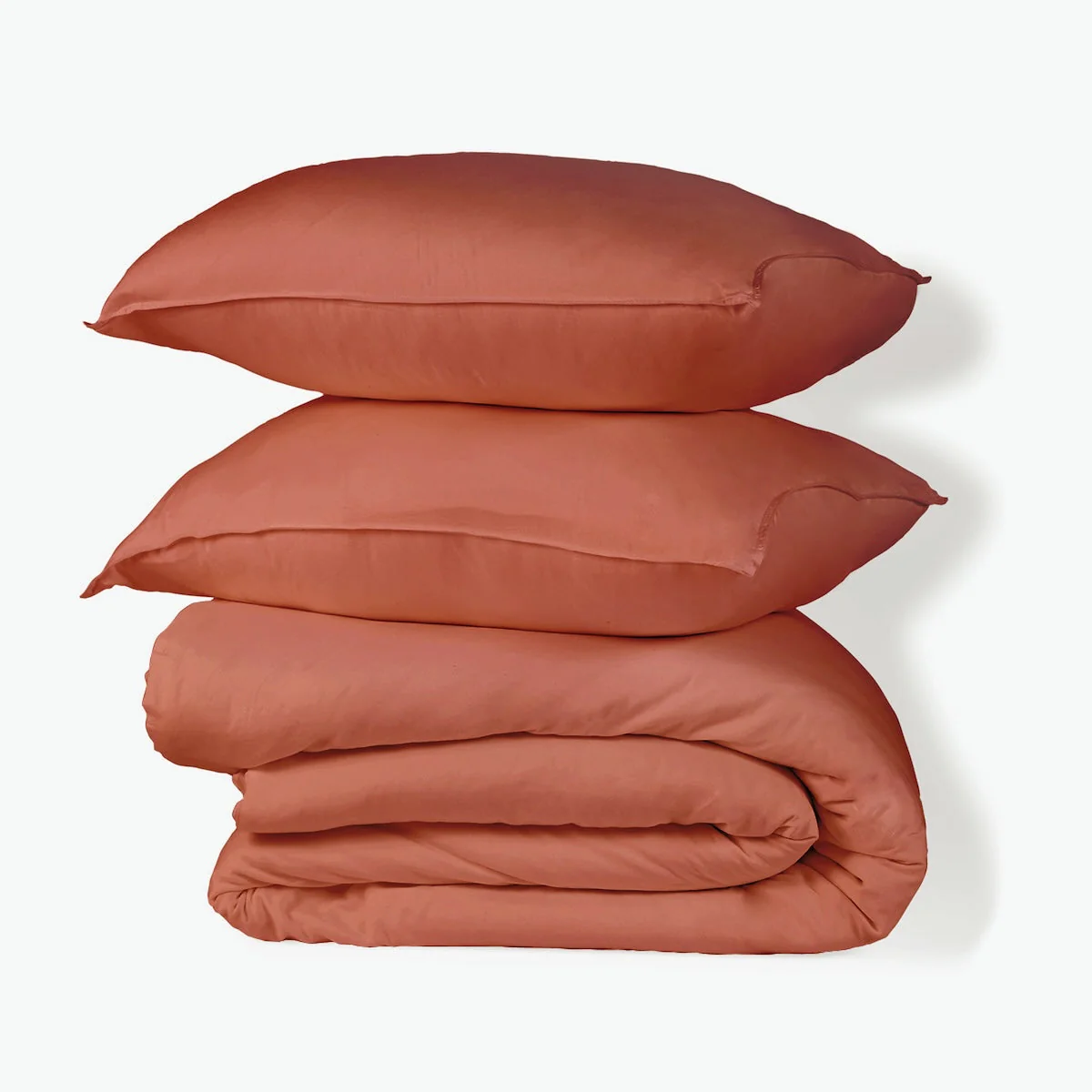 Parure + Taies - Satin Lavé De Coton Bio - Terracotta - Gaia - Image 2